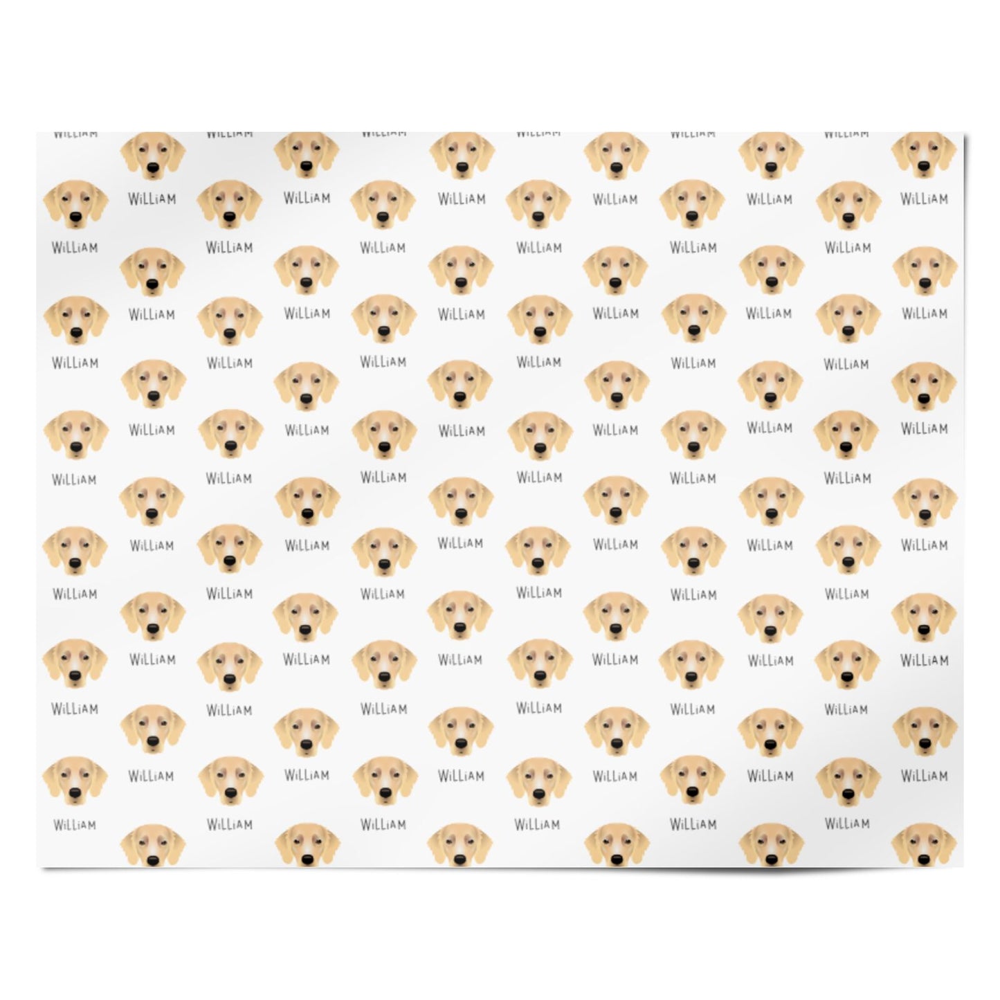 Flat Coated Retriever Icon with Name Personalised Wrapping Paper Alternative