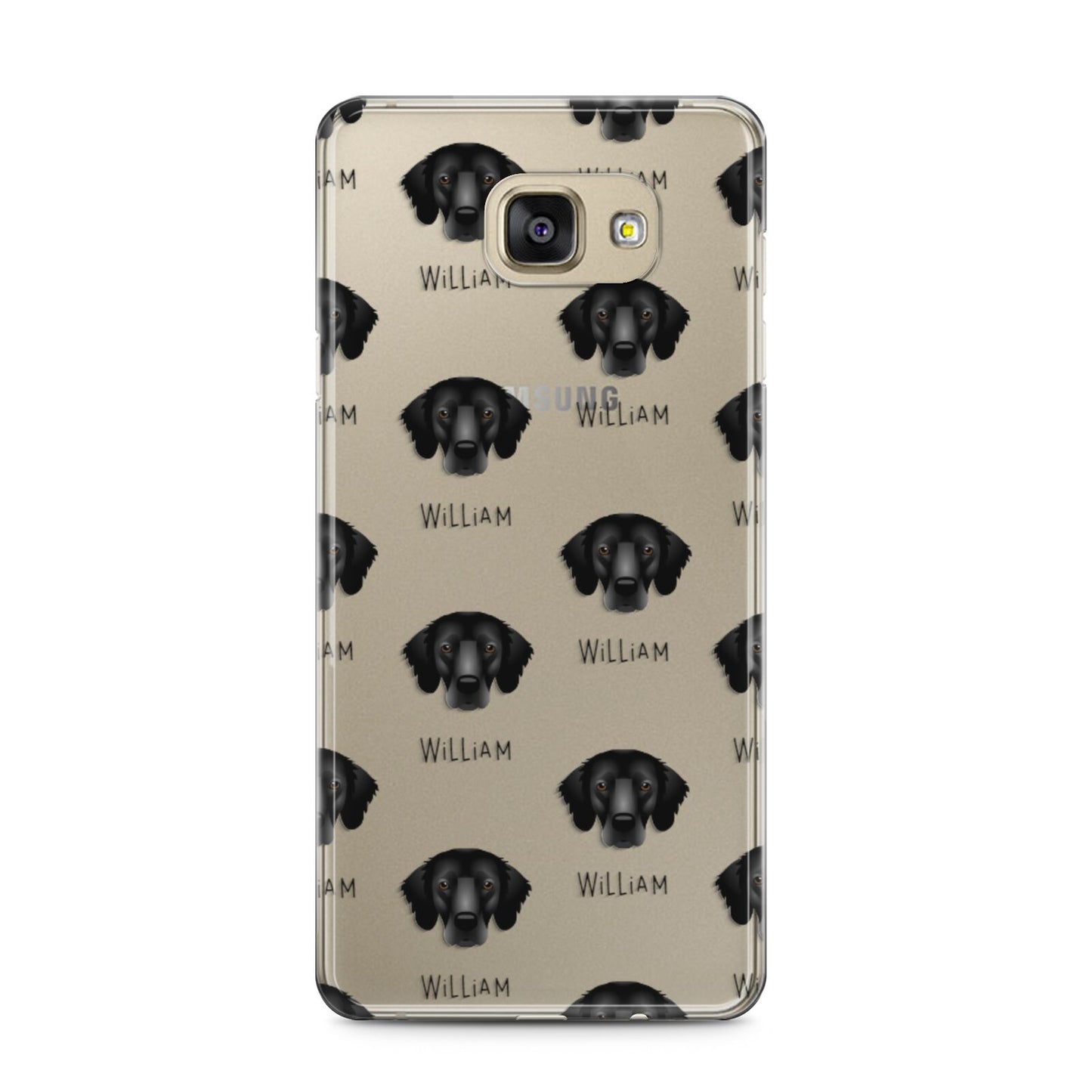 Flat Coated Retriever Icon with Name Samsung Galaxy A5 2016 Case on gold phone