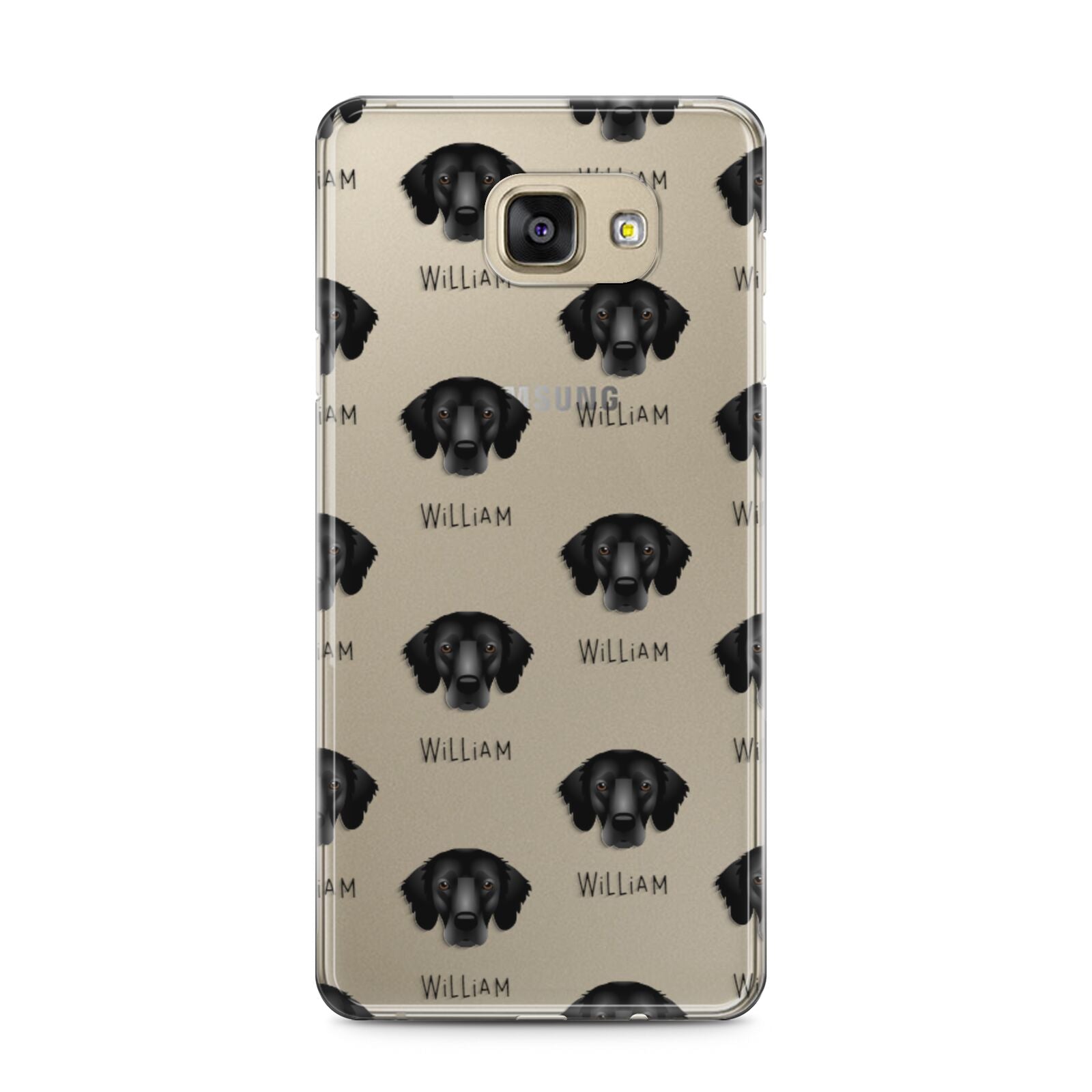 Flat Coated Retriever Icon with Name Samsung Galaxy A5 2016 Case on gold phone