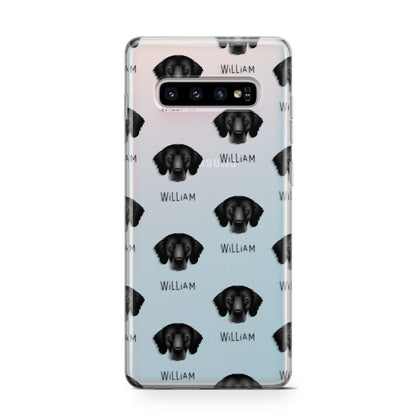 Flat Coated Retriever Icon with Name Samsung Galaxy S10 Case