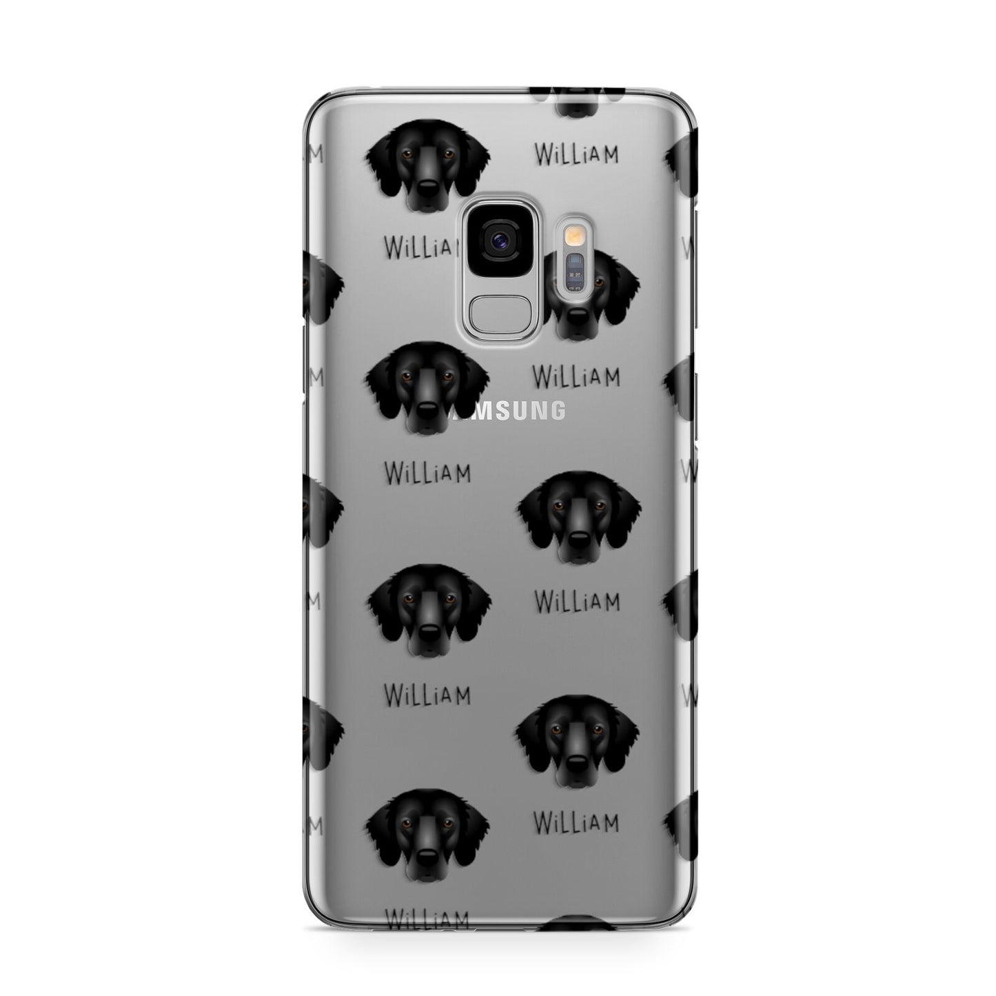 Flat Coated Retriever Icon with Name Samsung Galaxy S9 Case