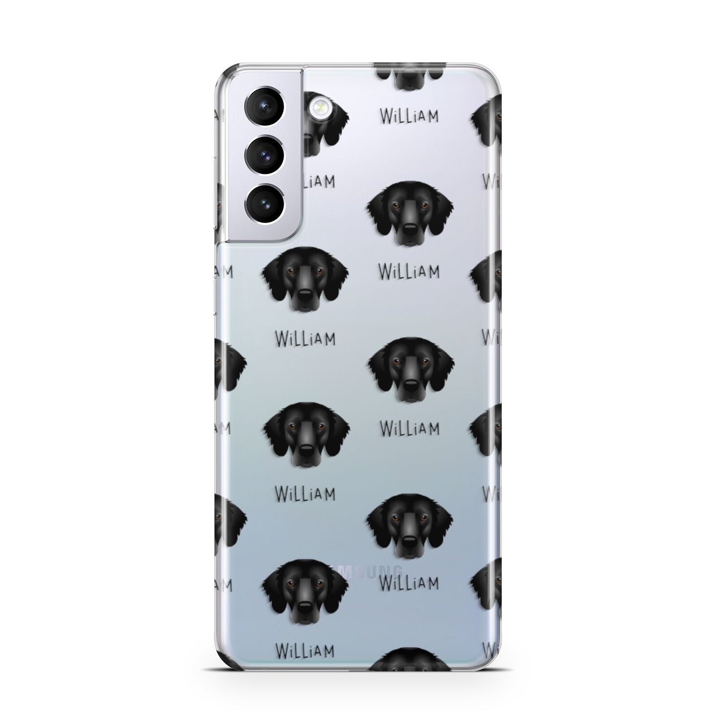 Flat Coated Retriever Icon with Name Samsung S21 Plus Phone Case