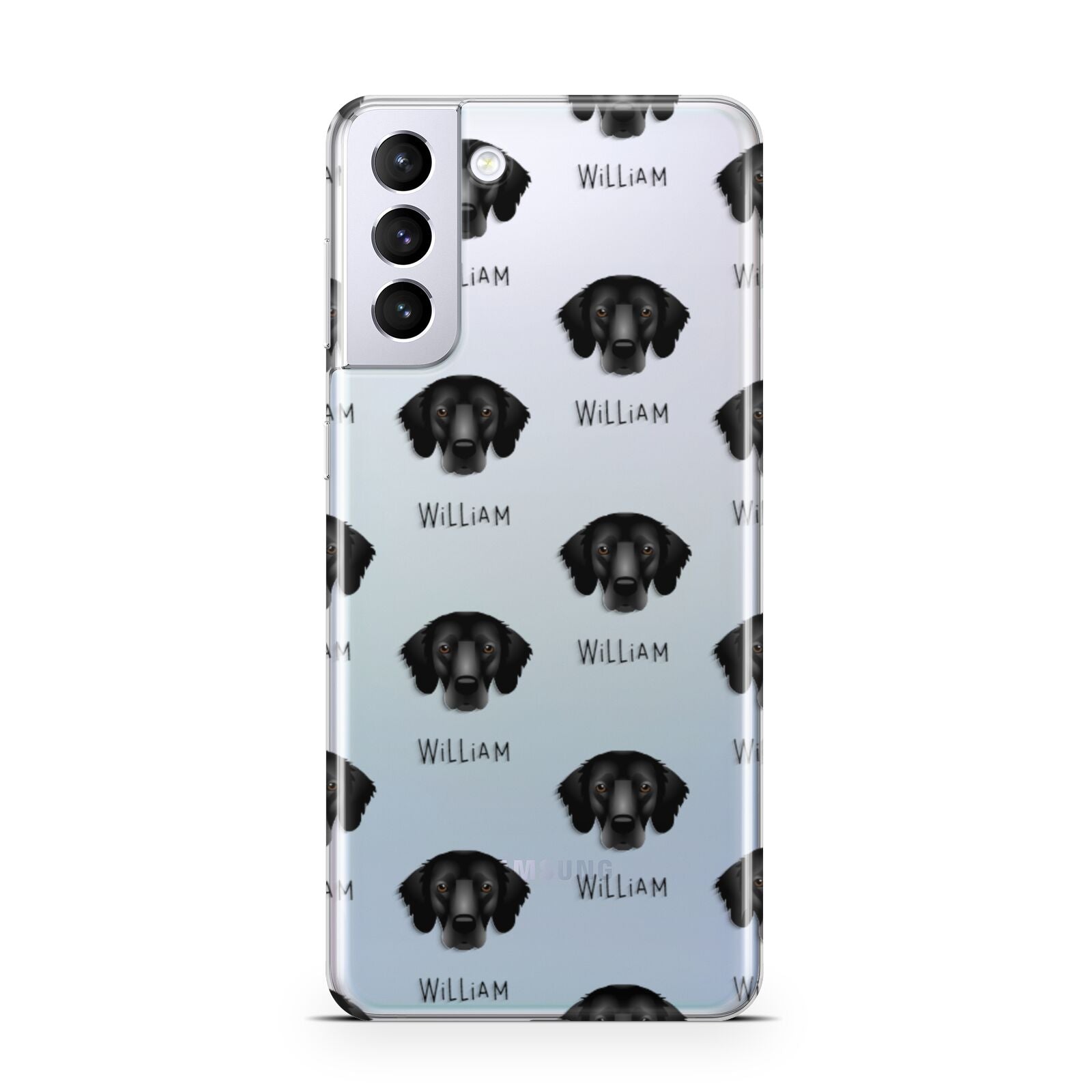Flat Coated Retriever Icon with Name Samsung S21 Plus Phone Case