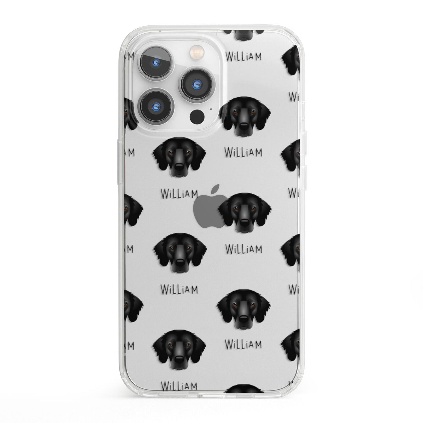 Flat Coated Retriever Icon with Name iPhone 13 Pro Clear Bumper Case