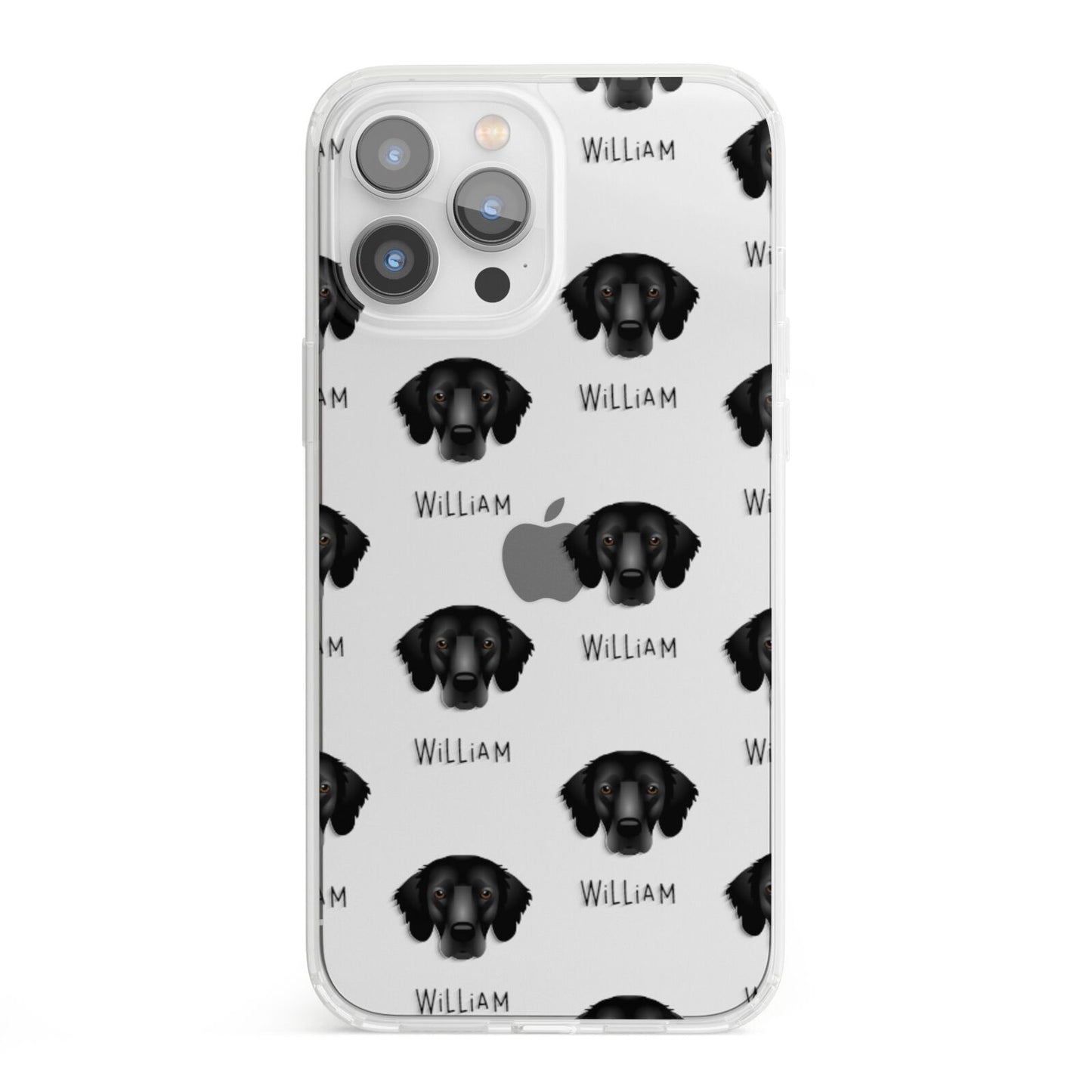 Flat Coated Retriever Icon with Name iPhone 13 Pro Max Clear Bumper Case