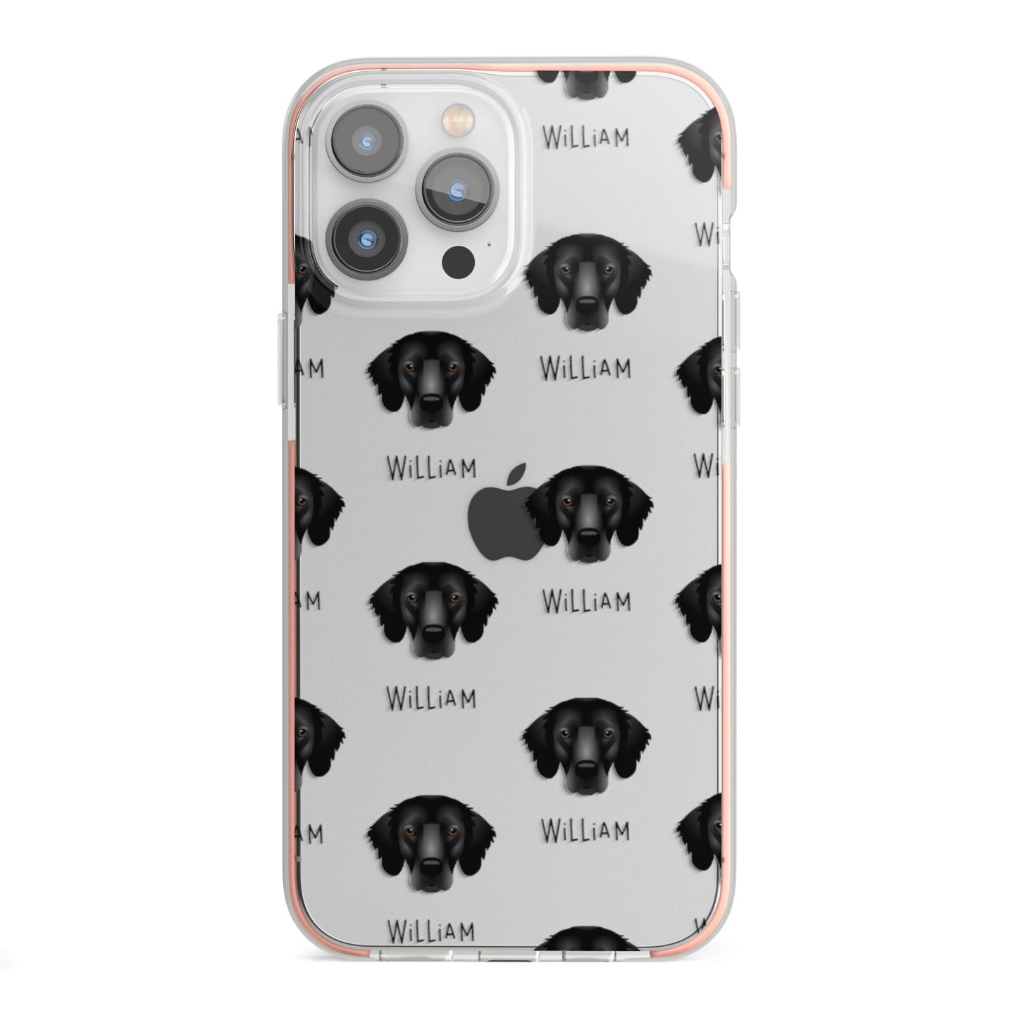 Flat Coated Retriever Icon with Name iPhone 13 Pro Max TPU Impact Case with Pink Edges
