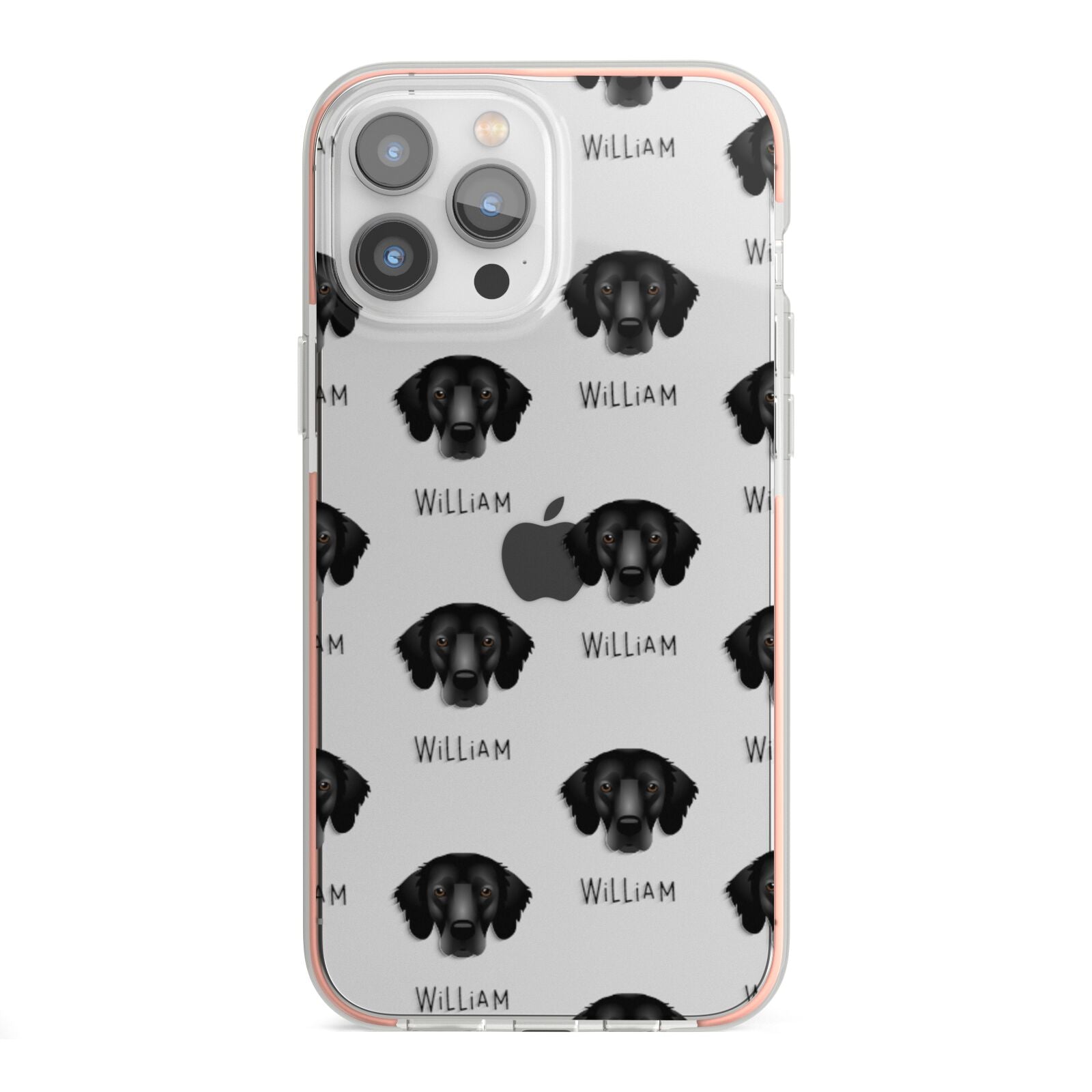Flat Coated Retriever Icon with Name iPhone 13 Pro Max TPU Impact Case with Pink Edges