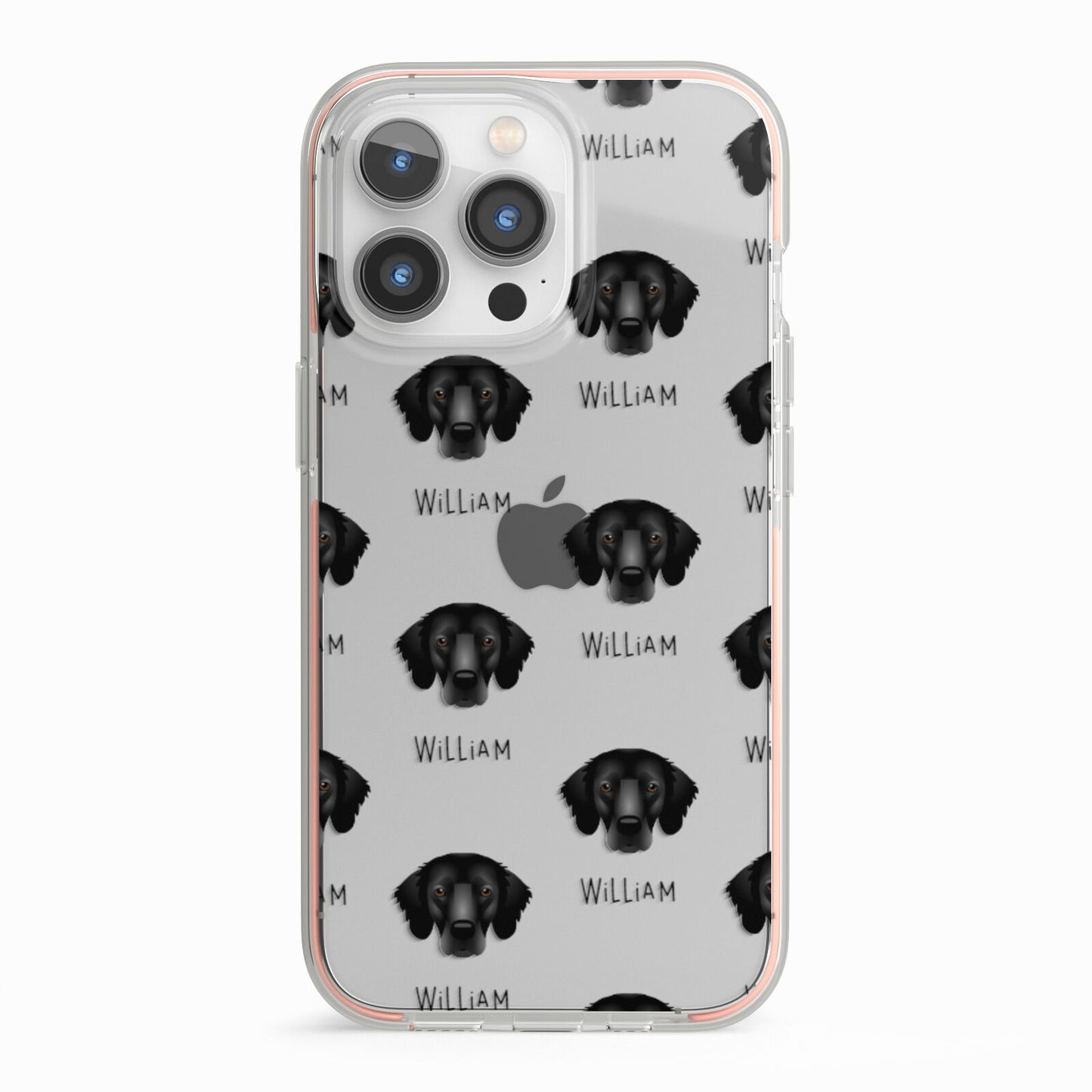 Flat Coated Retriever Icon with Name iPhone 13 Pro TPU Impact Case with Pink Edges