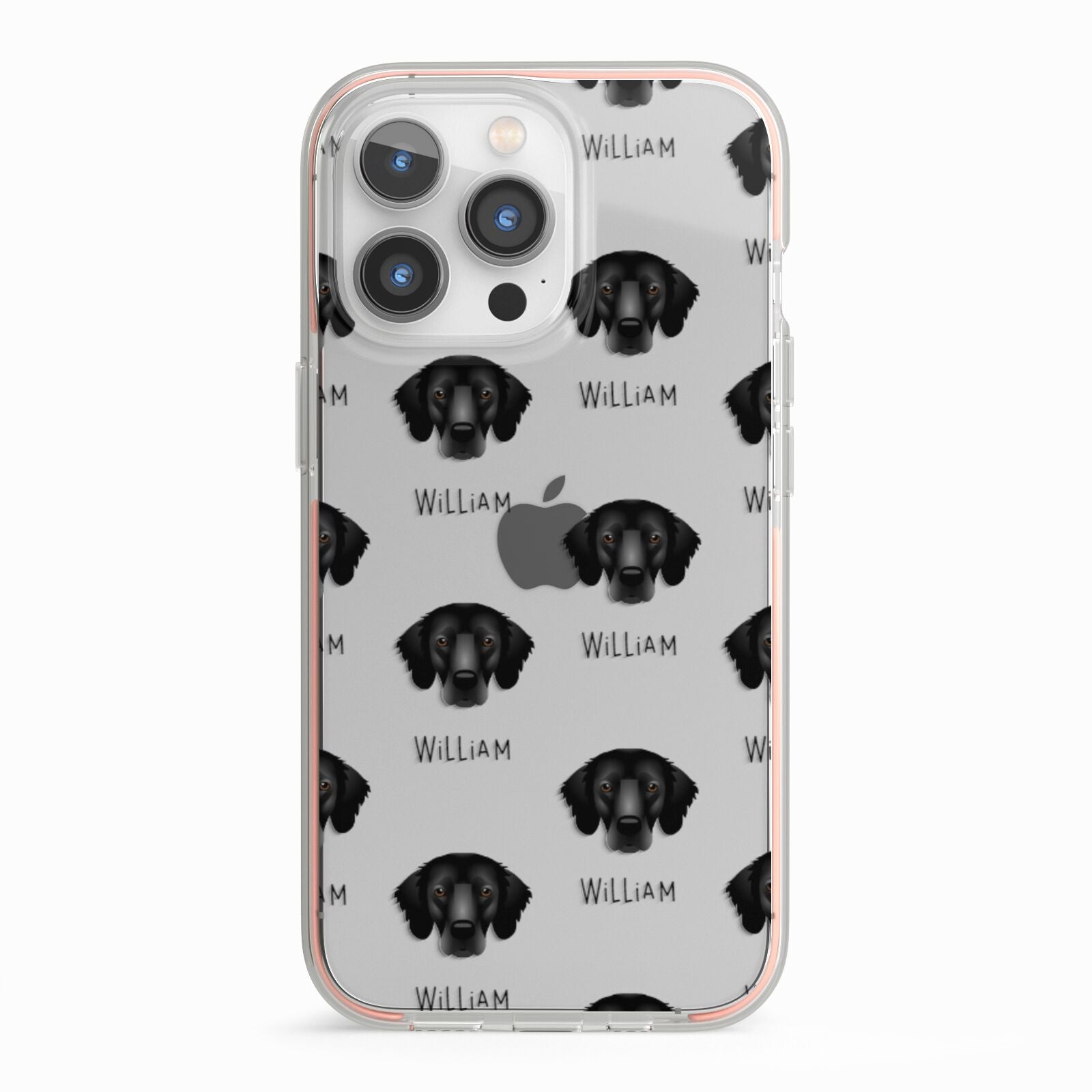 Flat Coated Retriever Icon with Name iPhone 13 Pro TPU Impact Case with Pink Edges
