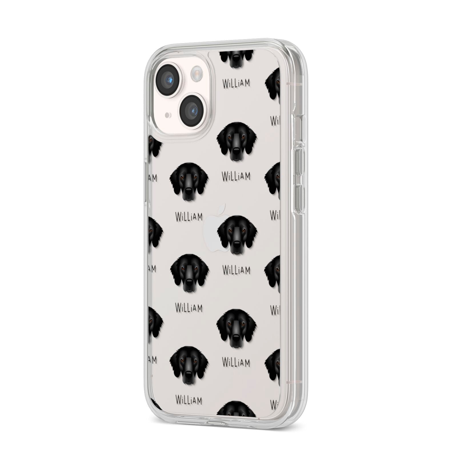 Flat Coated Retriever Icon with Name iPhone 14 Clear Tough Case Starlight Angled Image