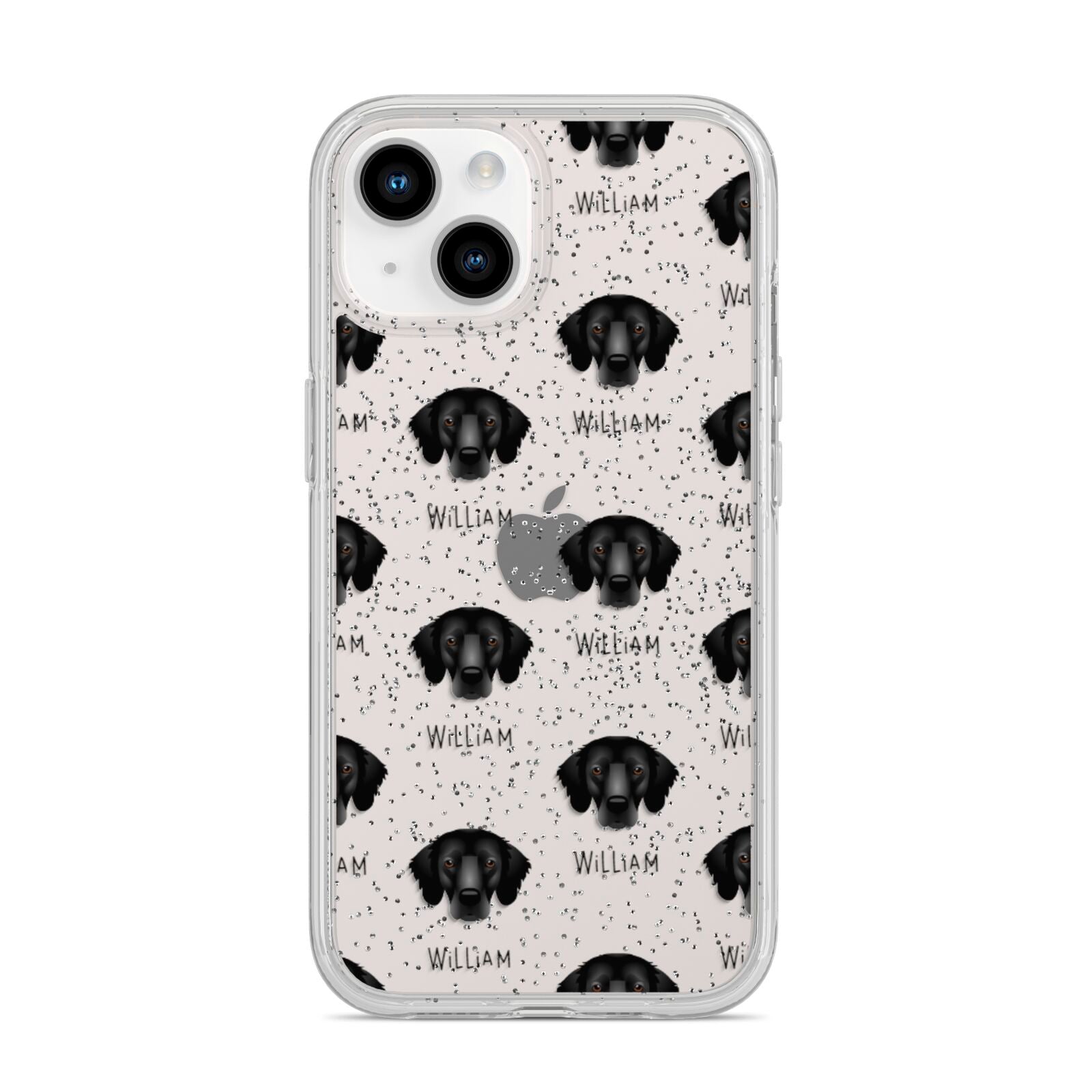Flat Coated Retriever Icon with Name iPhone 14 Glitter Tough Case Starlight