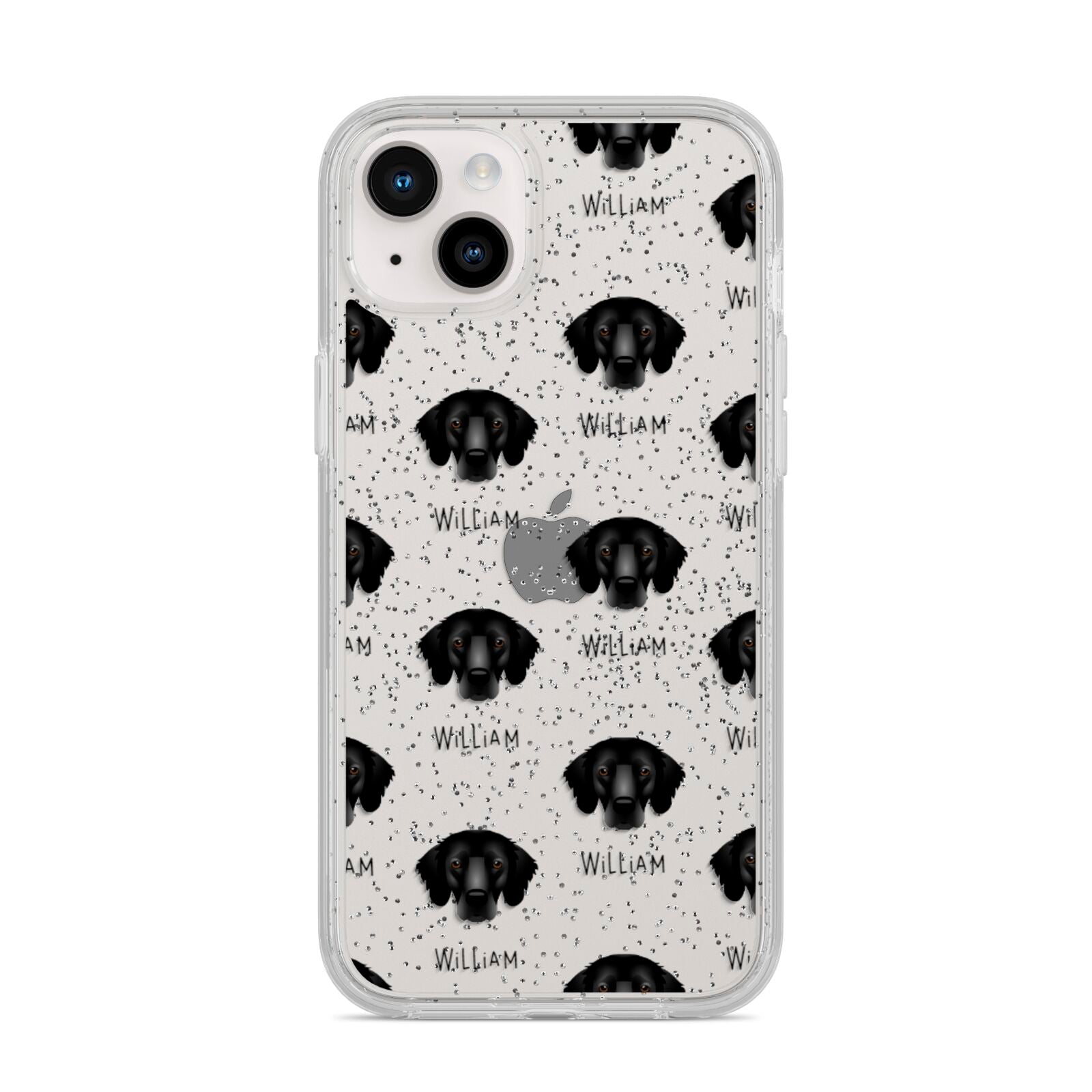 Flat Coated Retriever Icon with Name iPhone 14 Plus Glitter Tough Case Starlight