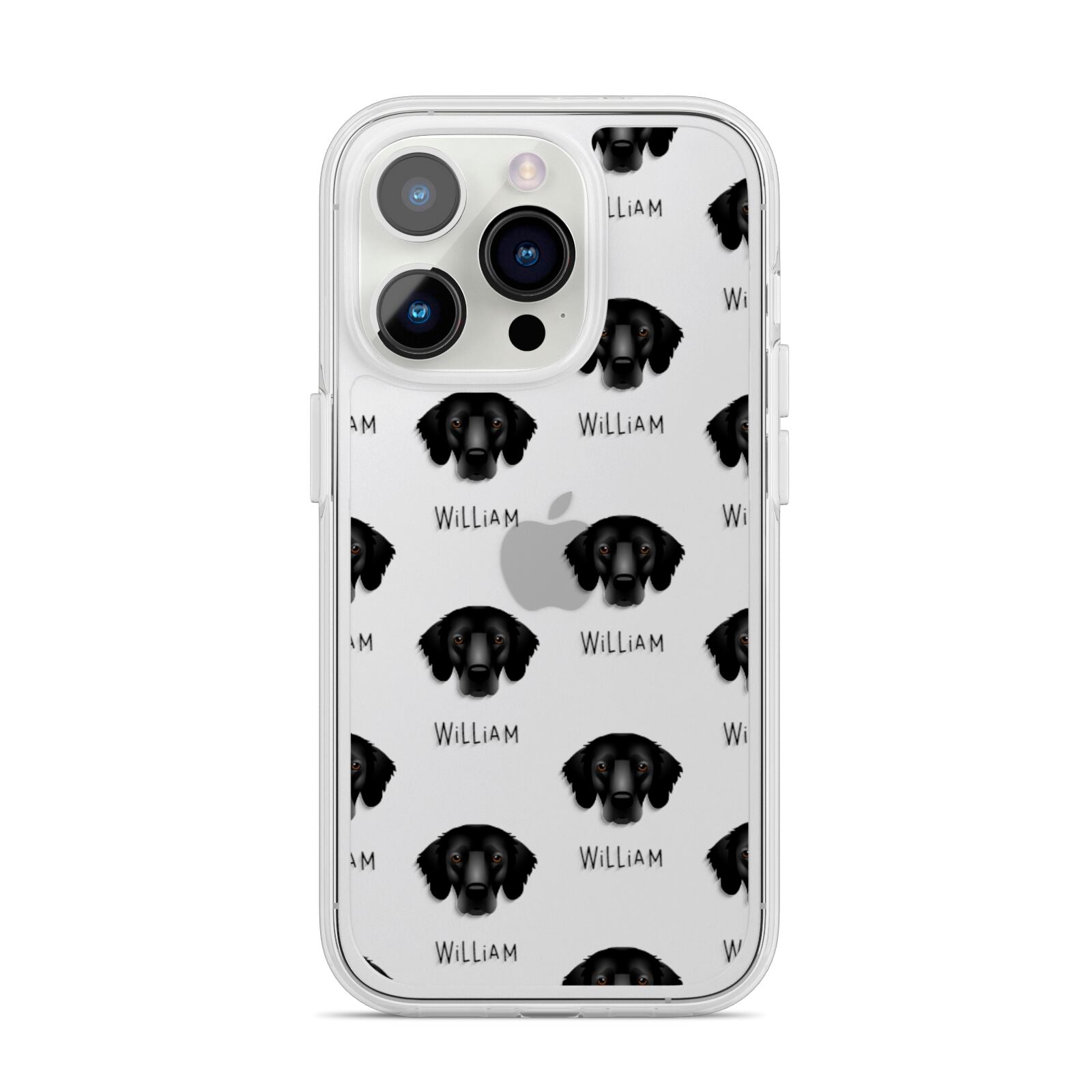Flat Coated Retriever Icon with Name iPhone 14 Pro Clear Tough Case Silver
