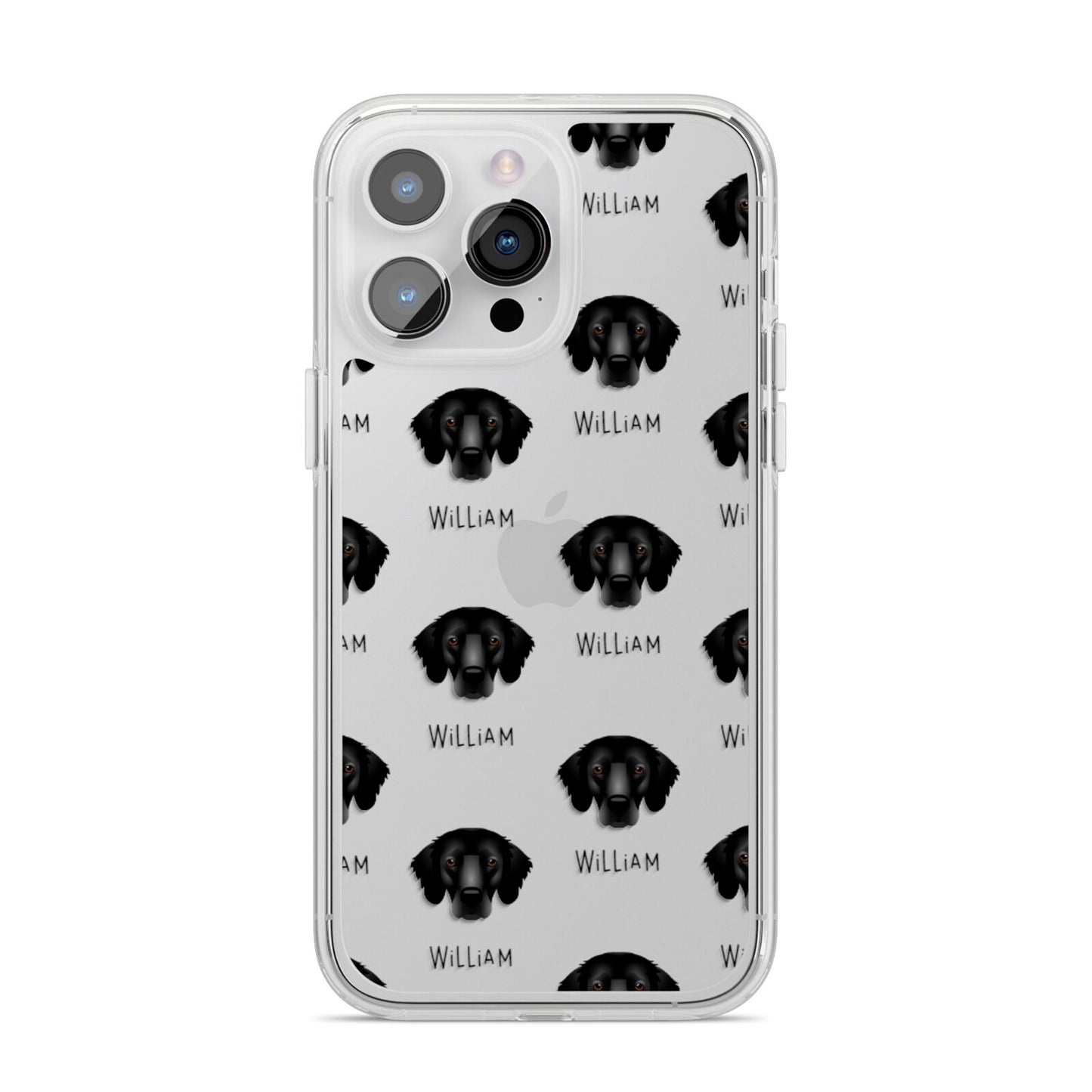 Flat Coated Retriever Icon with Name iPhone 14 Pro Max Clear Tough Case Silver