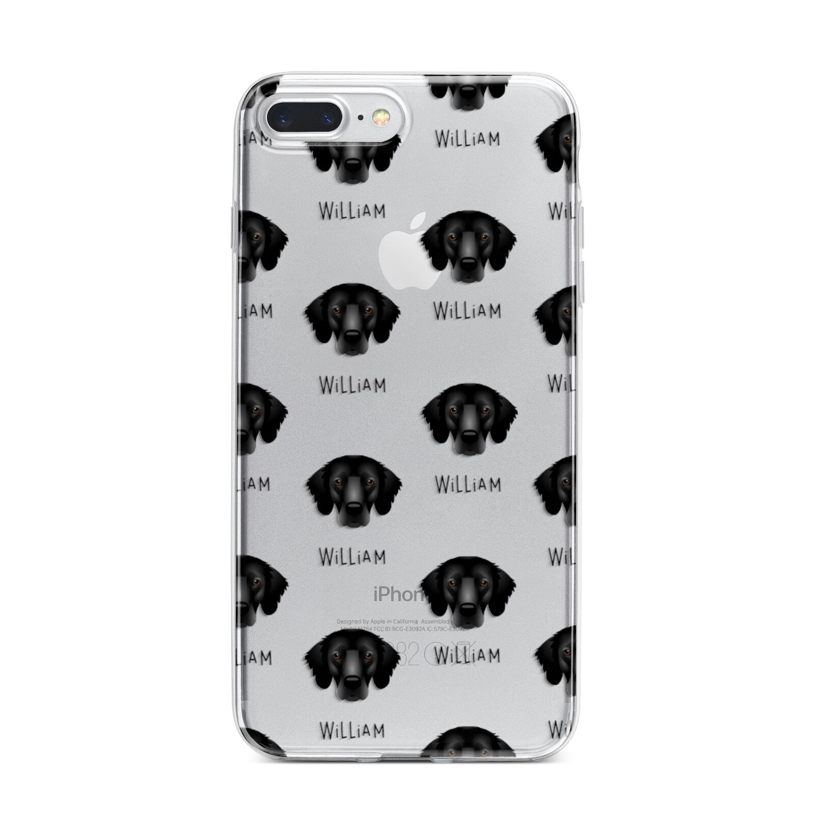 Flat Coated Retriever Icon with Name iPhone 7 Plus Bumper Case on Silver iPhone