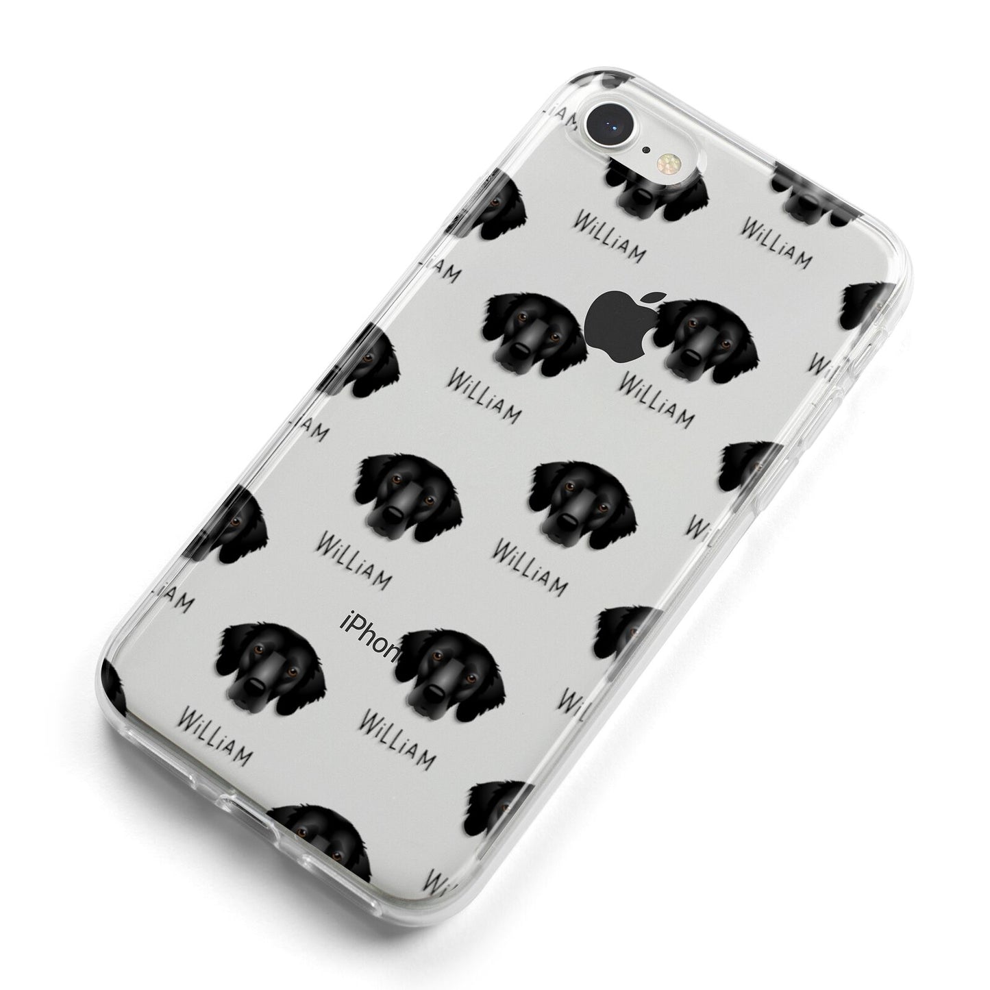 Flat Coated Retriever Icon with Name iPhone 8 Bumper Case on Silver iPhone Alternative Image