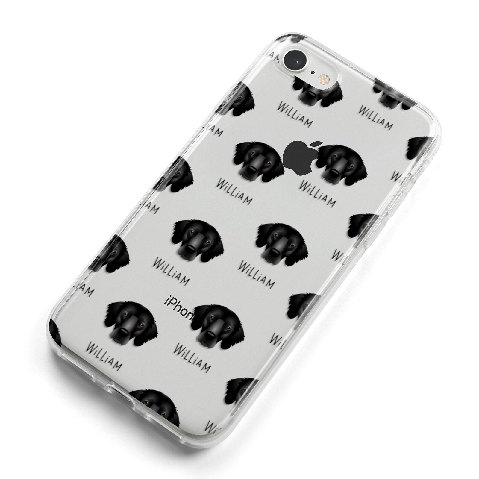 Flat Coated Retriever Icon with Name iPhone 8 Bumper Case on Silver iPhone Alternative Image