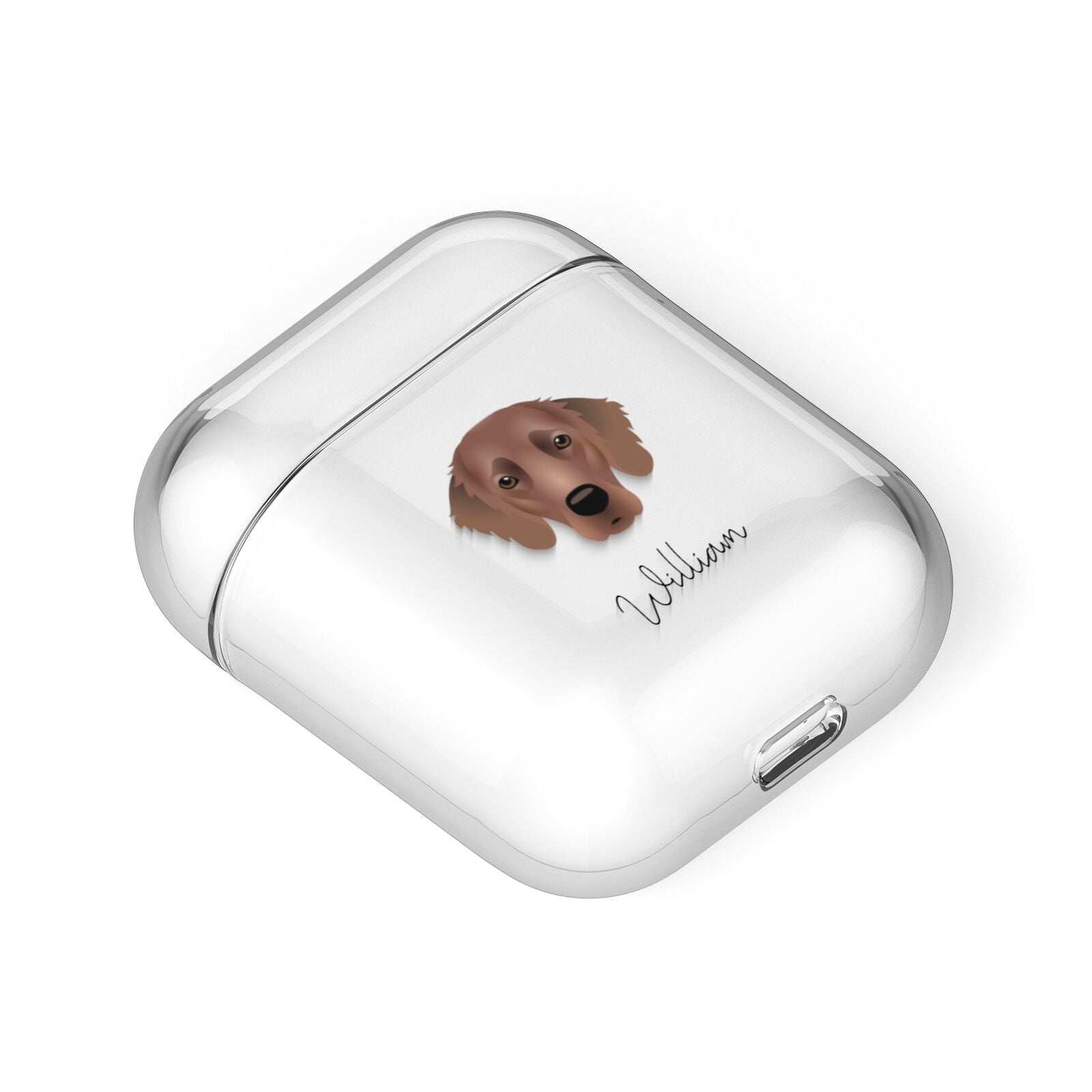 Flat Coated Retriever Personalised AirPods Case Laid Flat