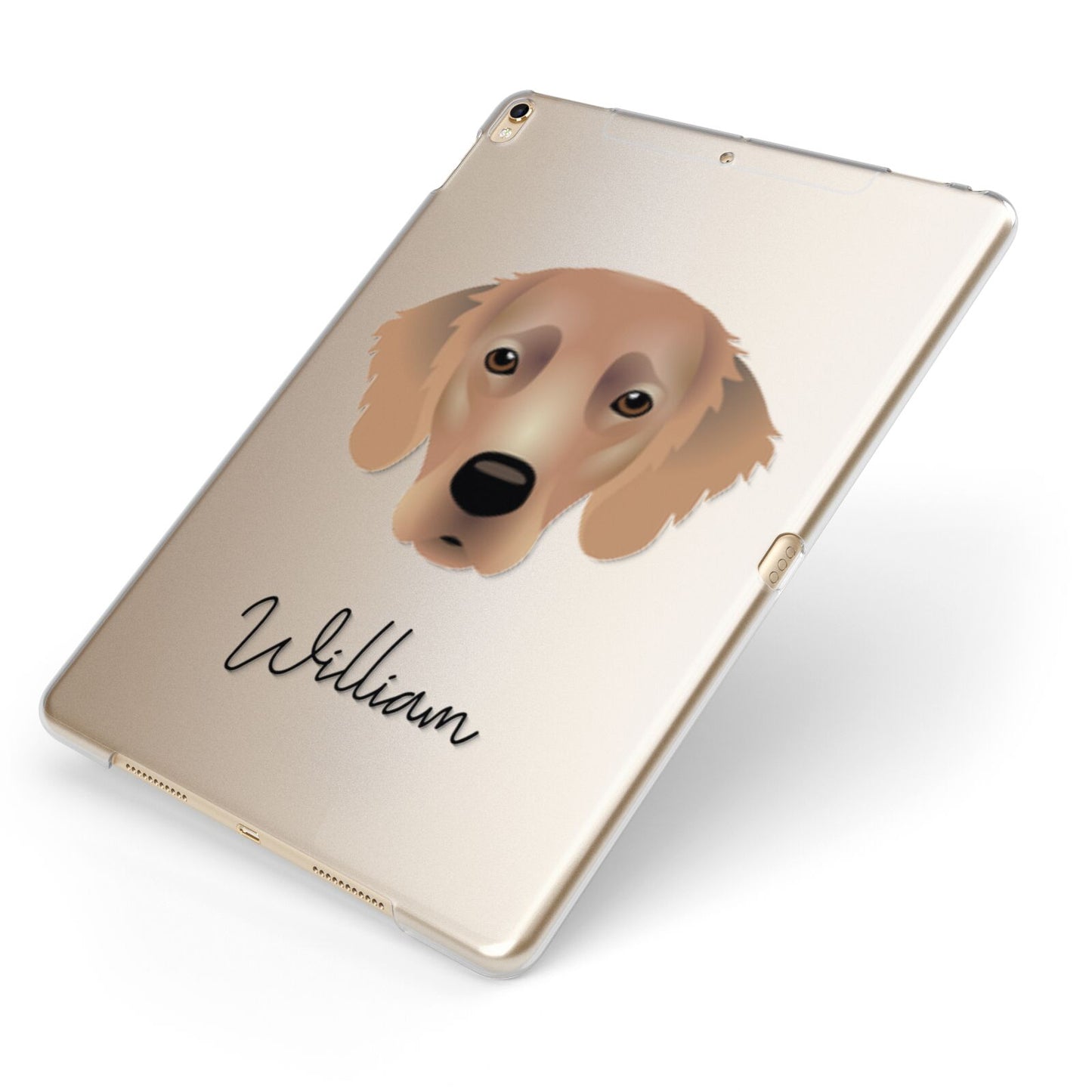 Flat Coated Retriever Personalised Apple iPad Case on Gold iPad Side View