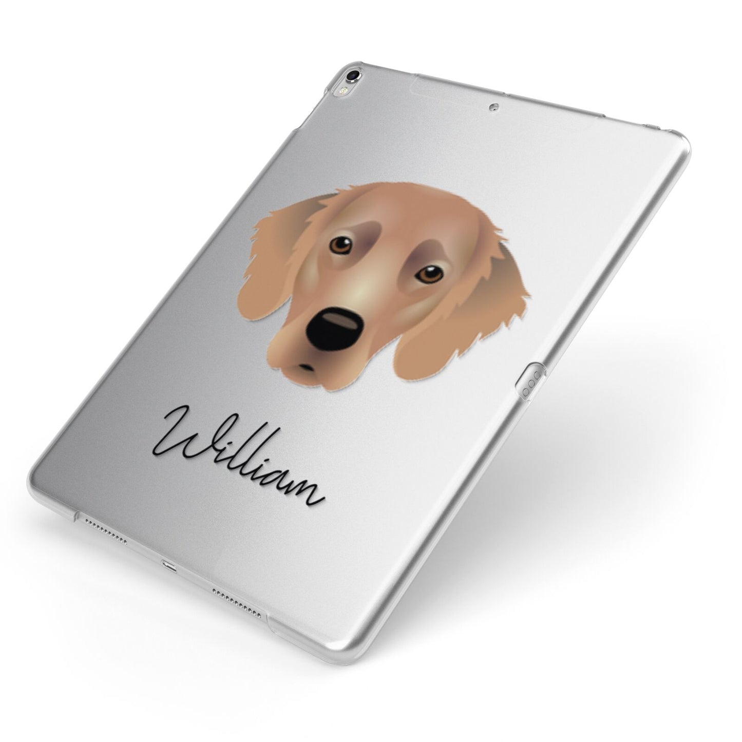 Flat Coated Retriever Personalised Apple iPad Case on Silver iPad Side View