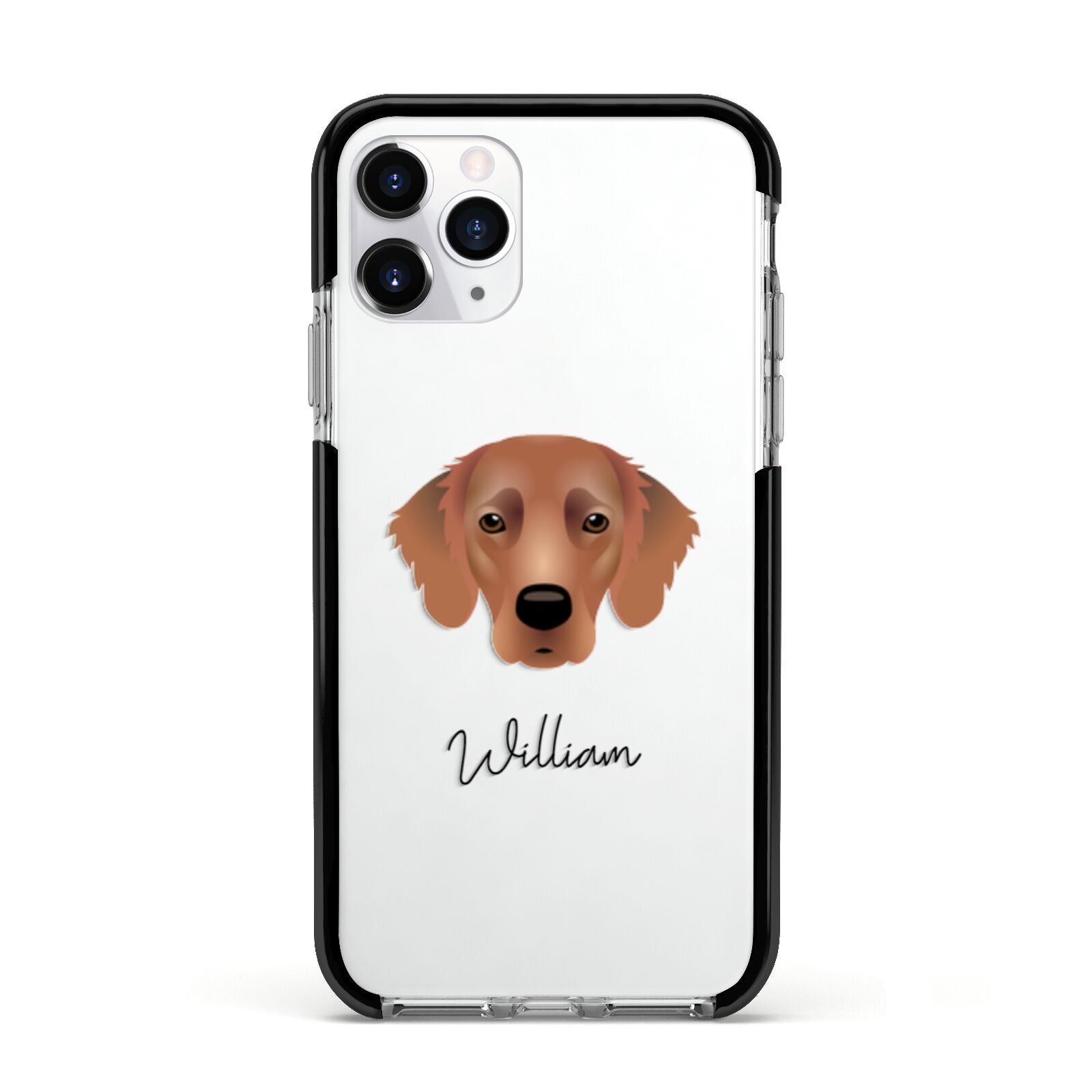 Flat Coated Retriever Personalised Apple iPhone 11 Pro in Silver with Black Impact Case