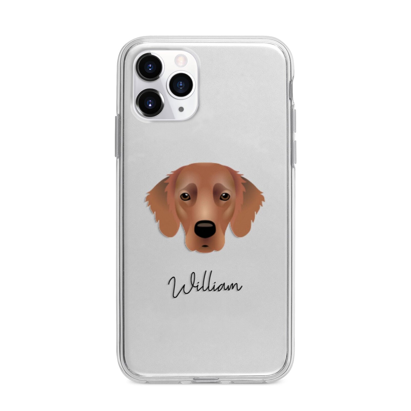 Flat Coated Retriever Personalised Apple iPhone 11 Pro in Silver with Bumper Case