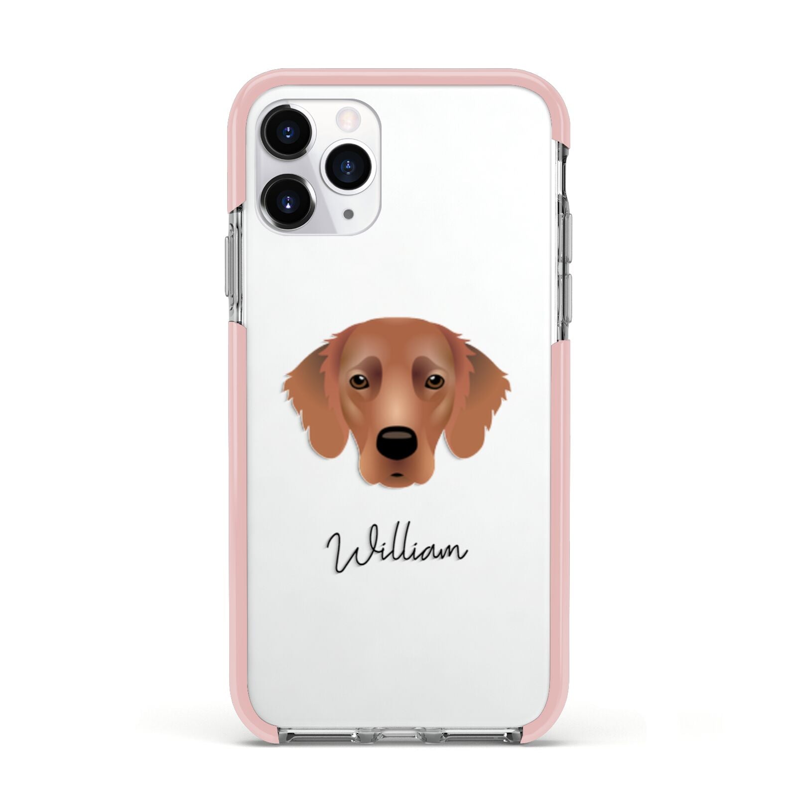 Flat Coated Retriever Personalised Apple iPhone 11 Pro in Silver with Pink Impact Case