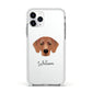 Flat Coated Retriever Personalised Apple iPhone 11 Pro in Silver with White Impact Case