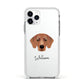 Flat Coated Retriever Personalised Apple iPhone 11 Pro in Silver with White Impact Case