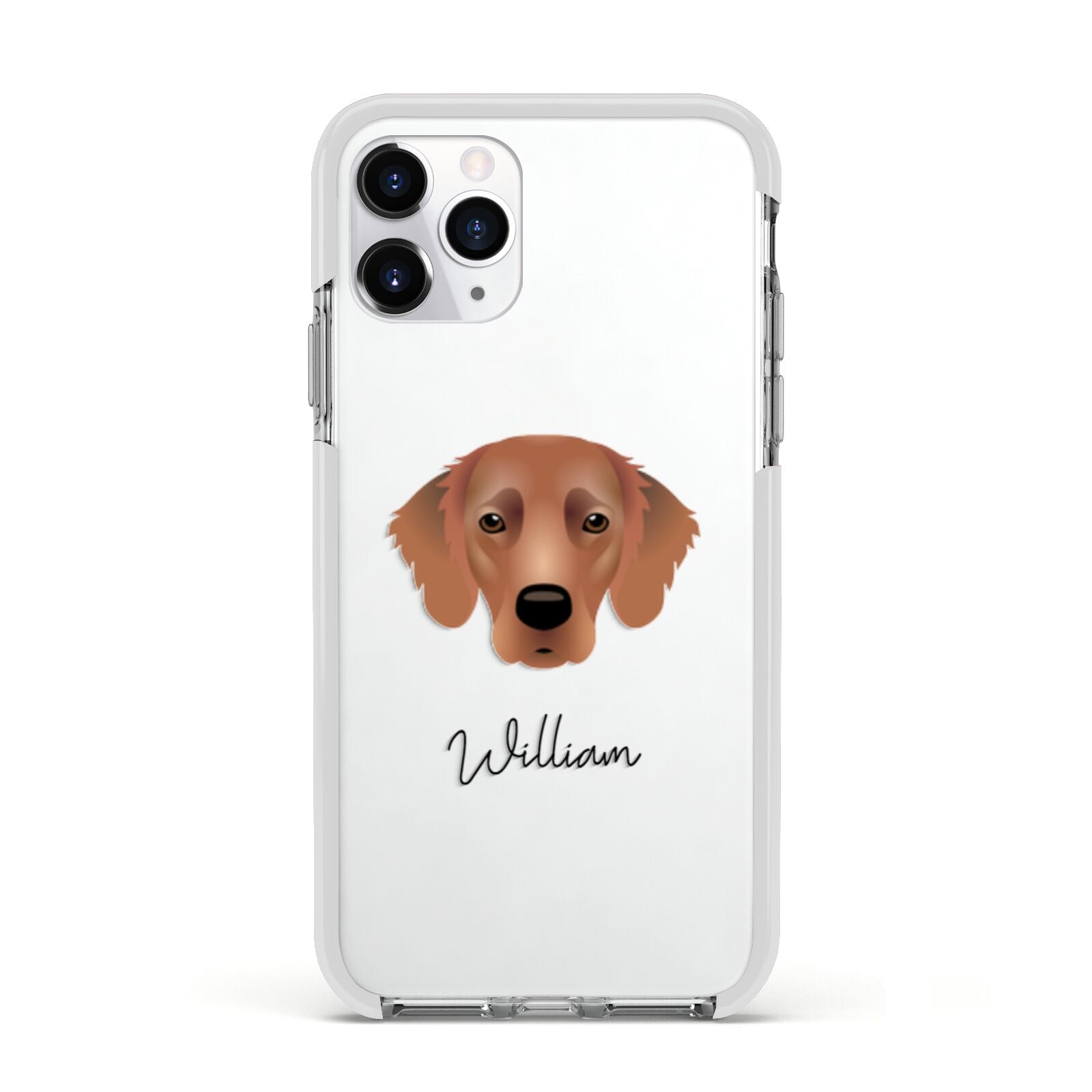 Flat Coated Retriever Personalised Apple iPhone 11 Pro in Silver with White Impact Case