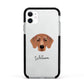 Flat Coated Retriever Personalised Apple iPhone 11 in White with Black Impact Case