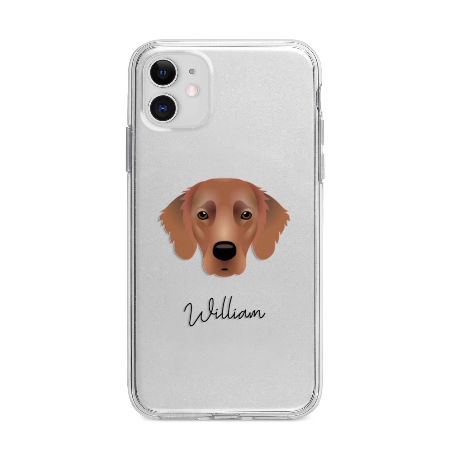 Flat Coated Retriever Personalised Apple iPhone 11 in White with Bumper Case