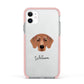 Flat Coated Retriever Personalised Apple iPhone 11 in White with Pink Impact Case