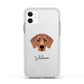 Flat Coated Retriever Personalised Apple iPhone 11 in White with White Impact Case
