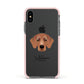 Flat Coated Retriever Personalised Apple iPhone Xs Impact Case Pink Edge on Black Phone