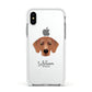 Flat Coated Retriever Personalised Apple iPhone Xs Impact Case White Edge on Silver Phone