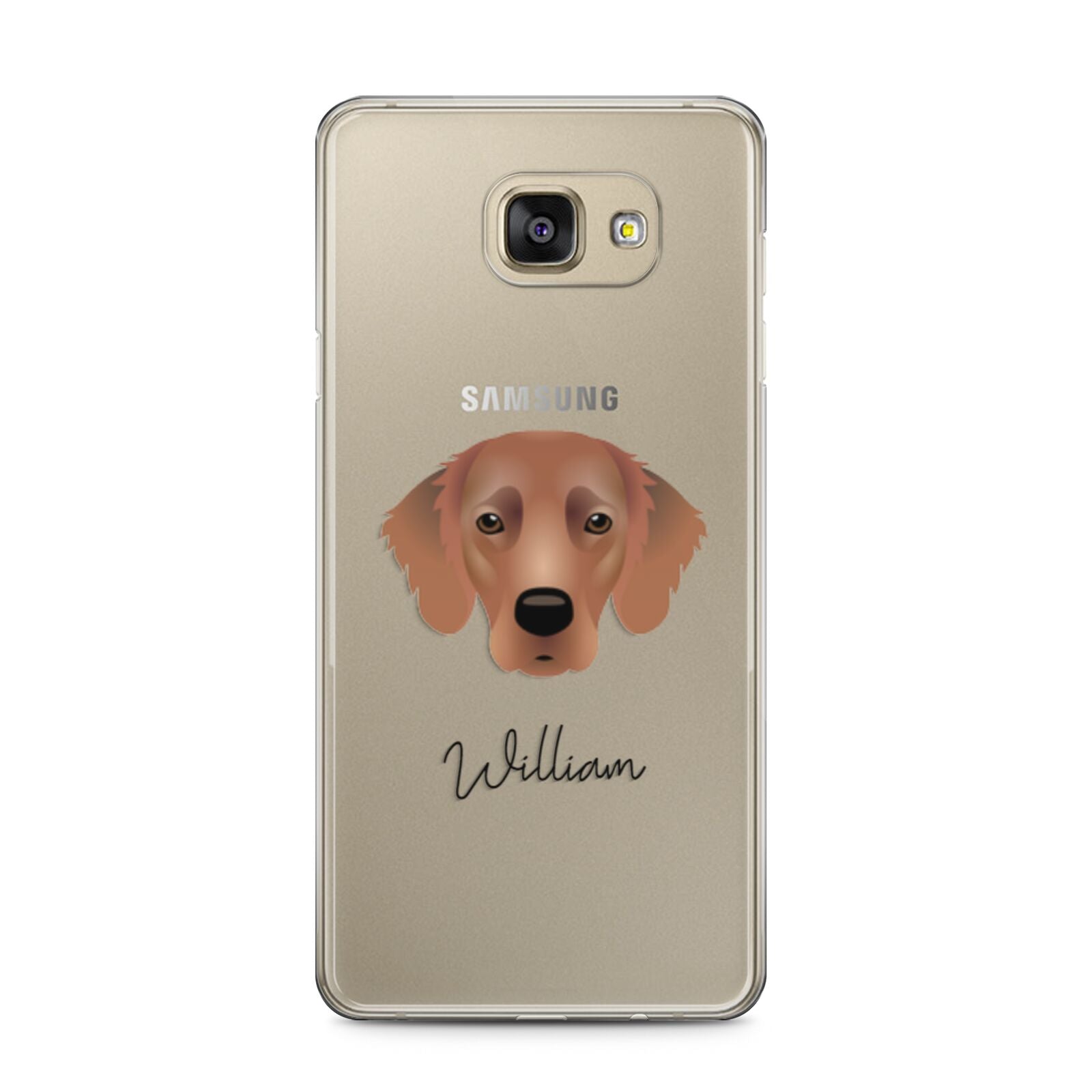 Flat Coated Retriever Personalised Samsung Galaxy A5 2016 Case on gold phone