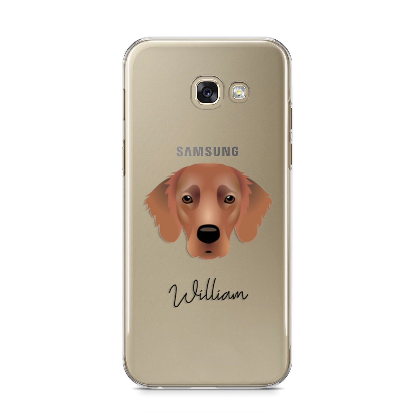 Flat Coated Retriever Personalised Samsung Galaxy A5 2017 Case on gold phone