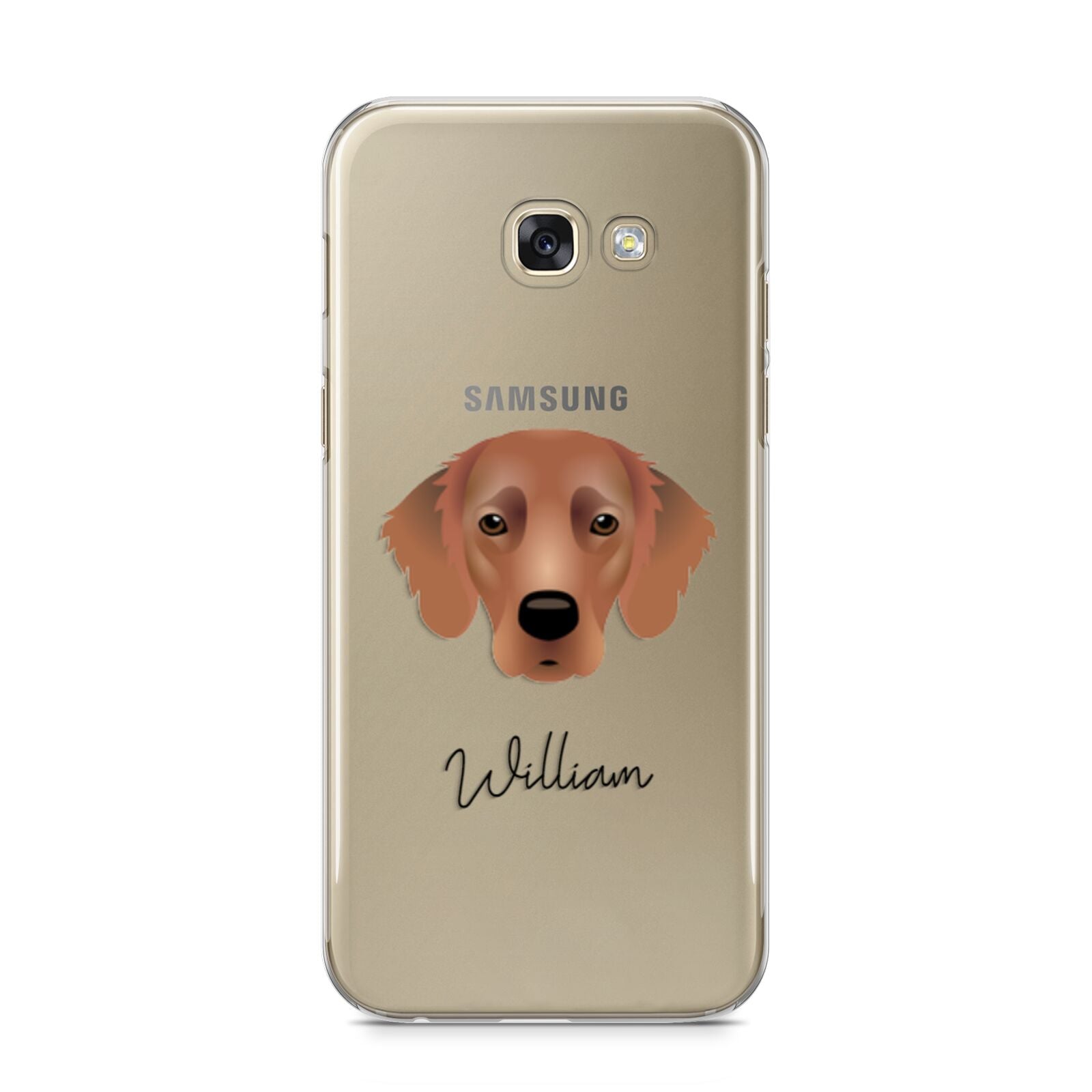 Flat Coated Retriever Personalised Samsung Galaxy A5 2017 Case on gold phone