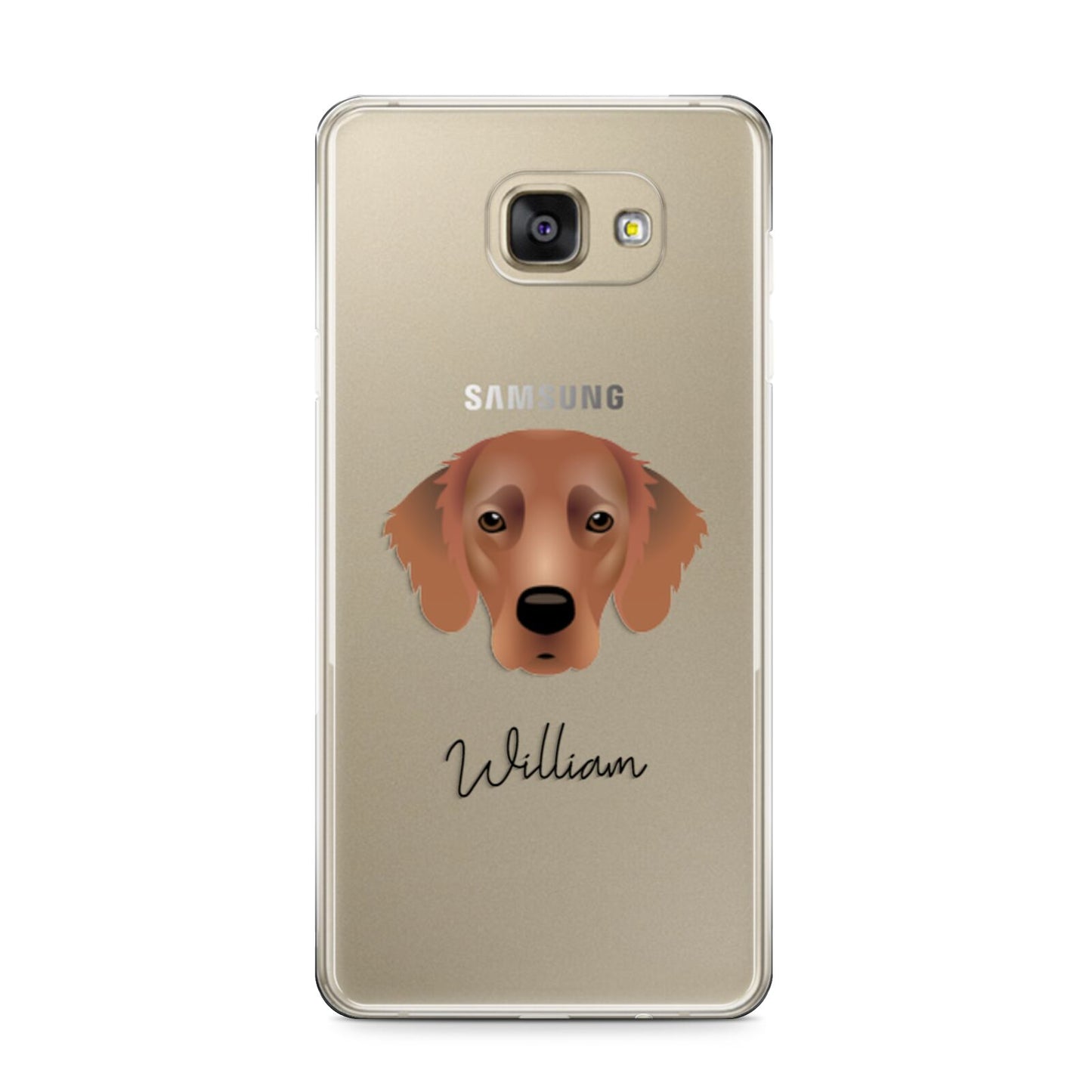 Flat Coated Retriever Personalised Samsung Galaxy A9 2016 Case on gold phone
