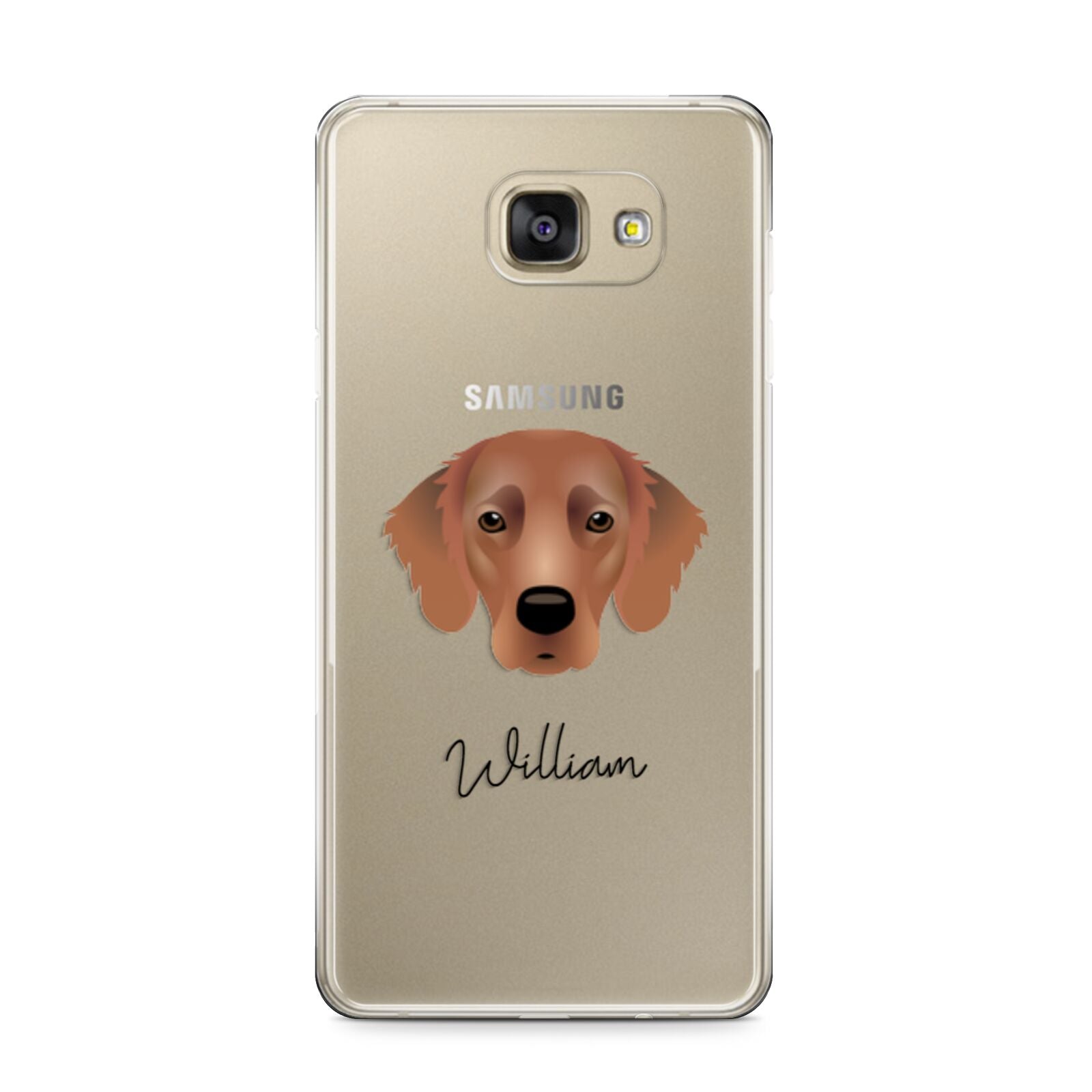 Flat Coated Retriever Personalised Samsung Galaxy A9 2016 Case on gold phone