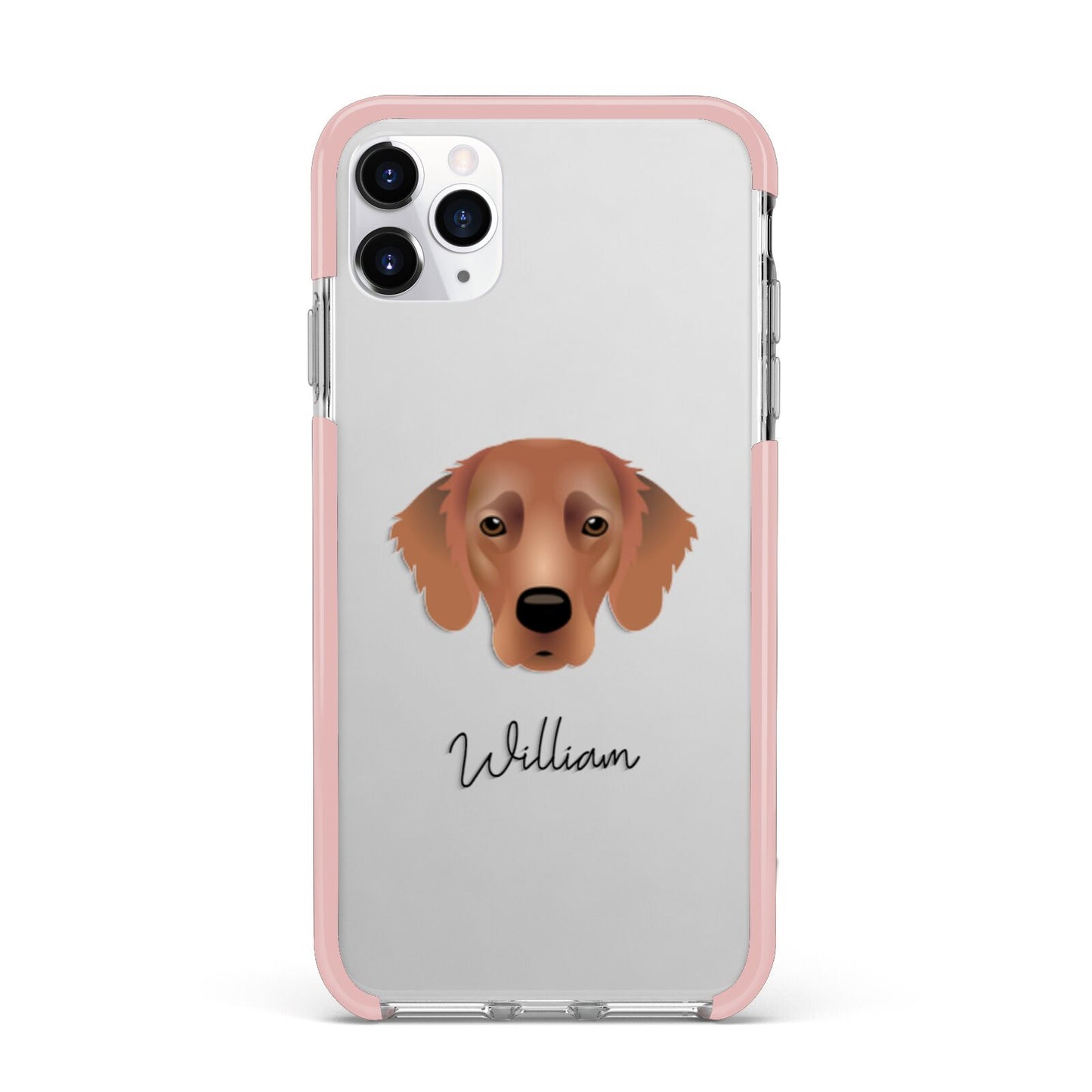 Flat Coated Retriever Personalised iPhone 11 Pro Max Impact Pink Edge Case