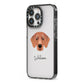 Flat Coated Retriever Personalised iPhone 13 Pro Black Impact Case Side Angle on Silver phone