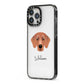Flat Coated Retriever Personalised iPhone 13 Pro Max Black Impact Case Side Angle on Silver phone