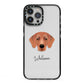 Flat Coated Retriever Personalised iPhone 13 Pro Max Black Impact Case on Silver phone