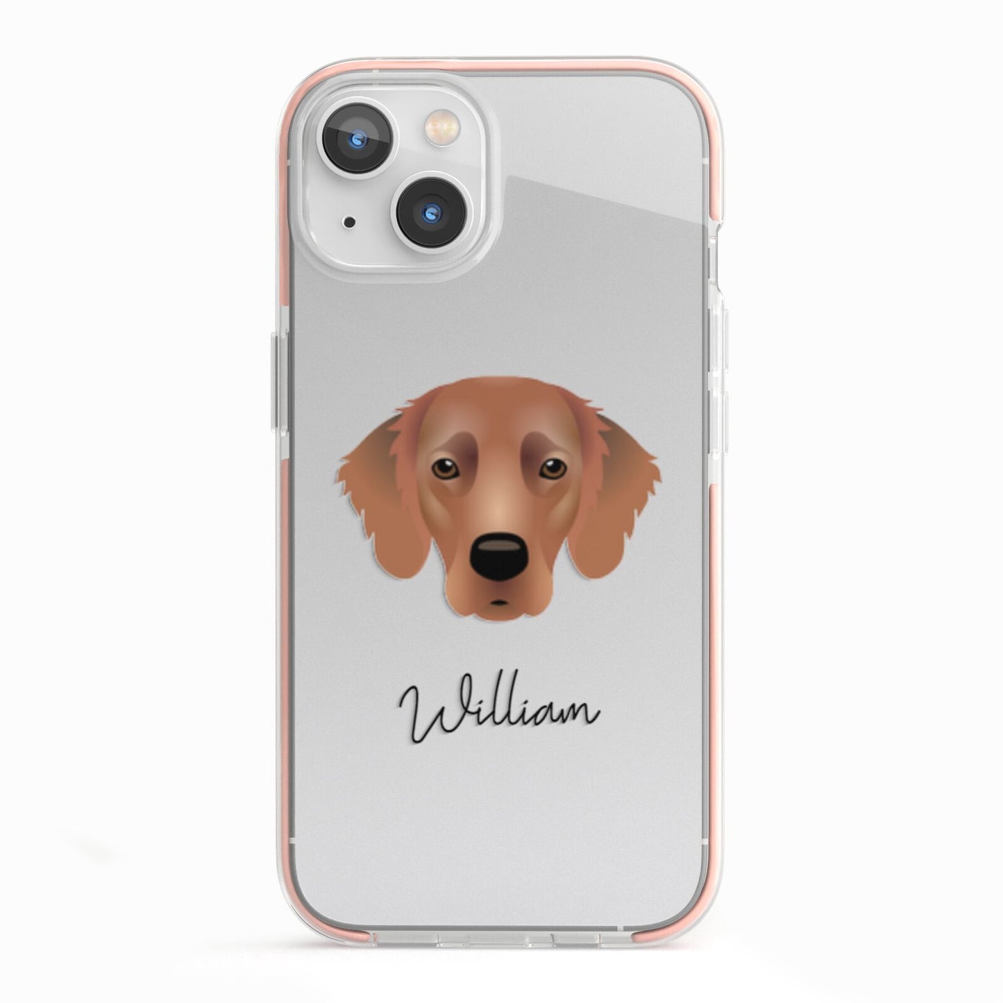 Flat Coated Retriever Personalised iPhone 13 TPU Impact Case with Pink Edges