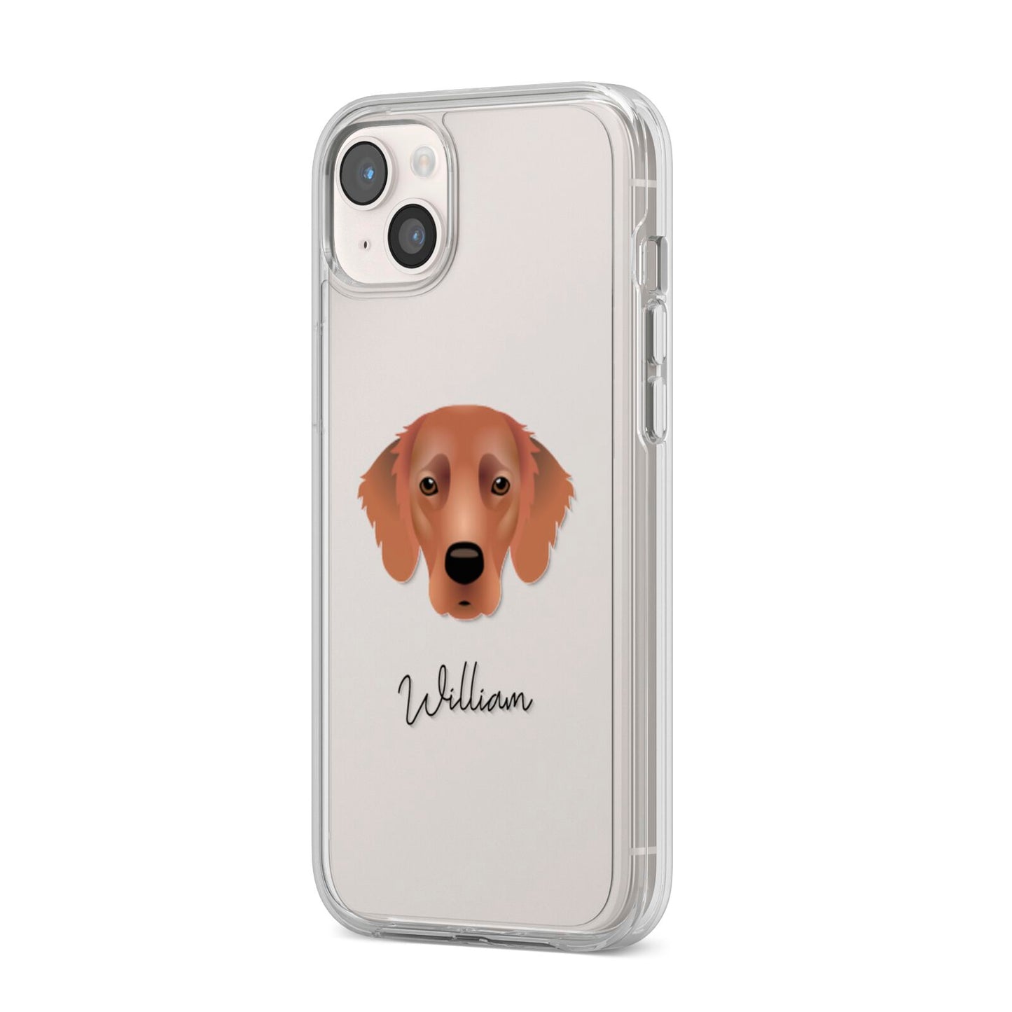Flat Coated Retriever Personalised iPhone 14 Plus Clear Tough Case Starlight Angled Image