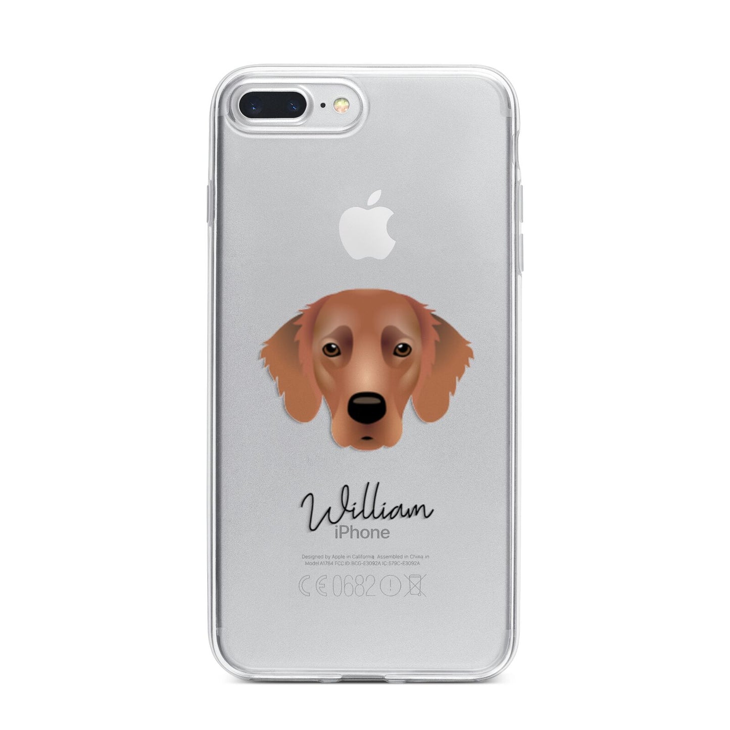 Flat Coated Retriever Personalised iPhone 7 Plus Bumper Case on Silver iPhone