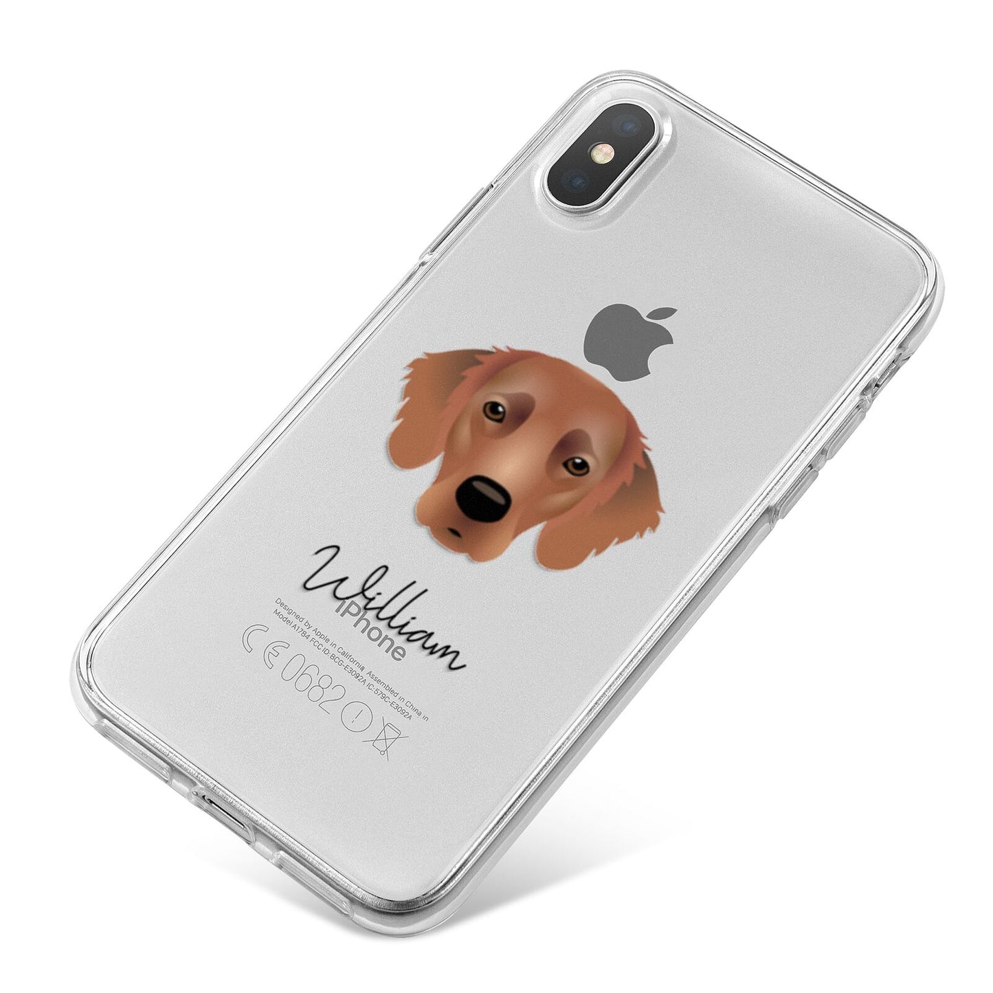 Flat Coated Retriever Personalised iPhone X Bumper Case on Silver iPhone