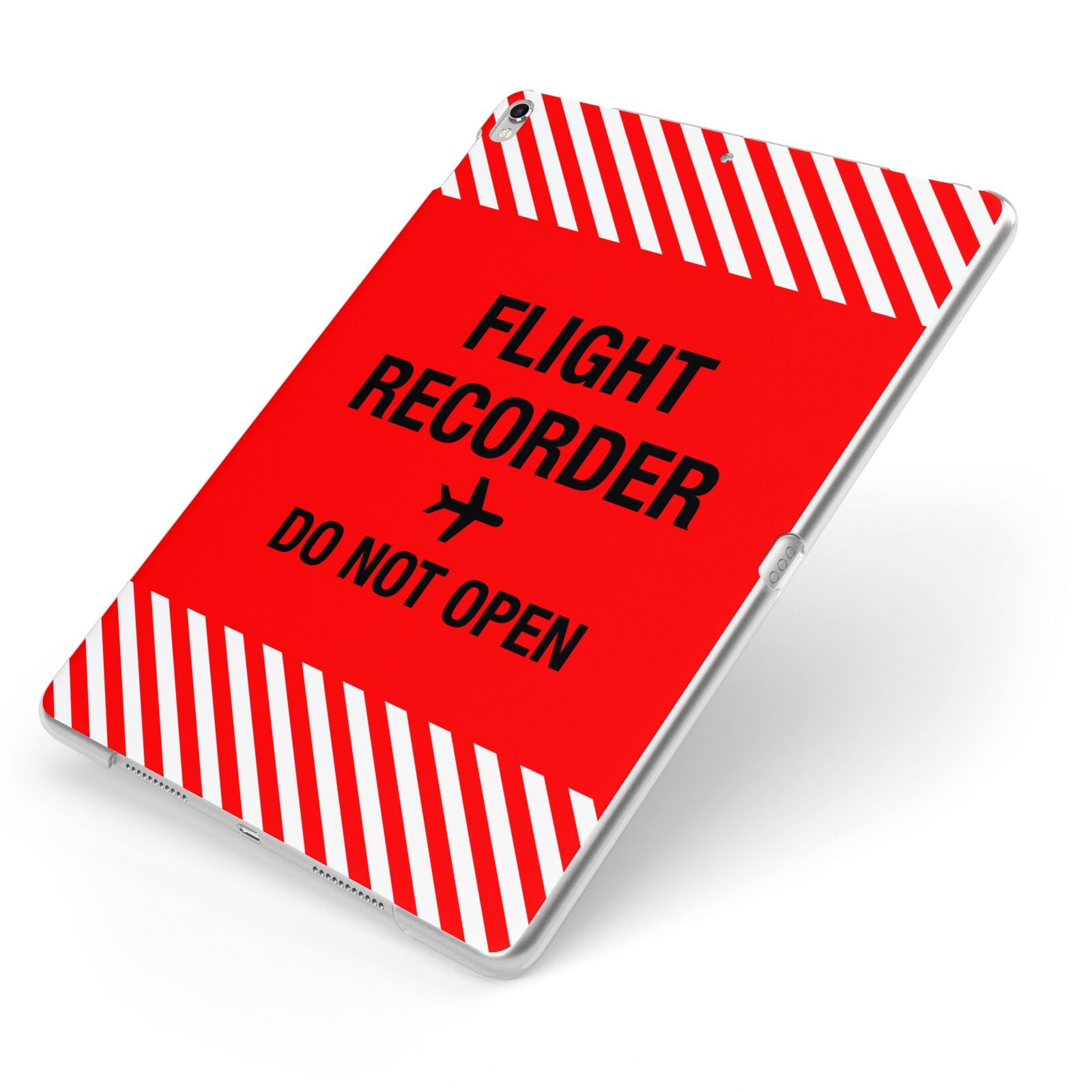 Flight Recorder Apple iPad Case on Silver iPad Side View